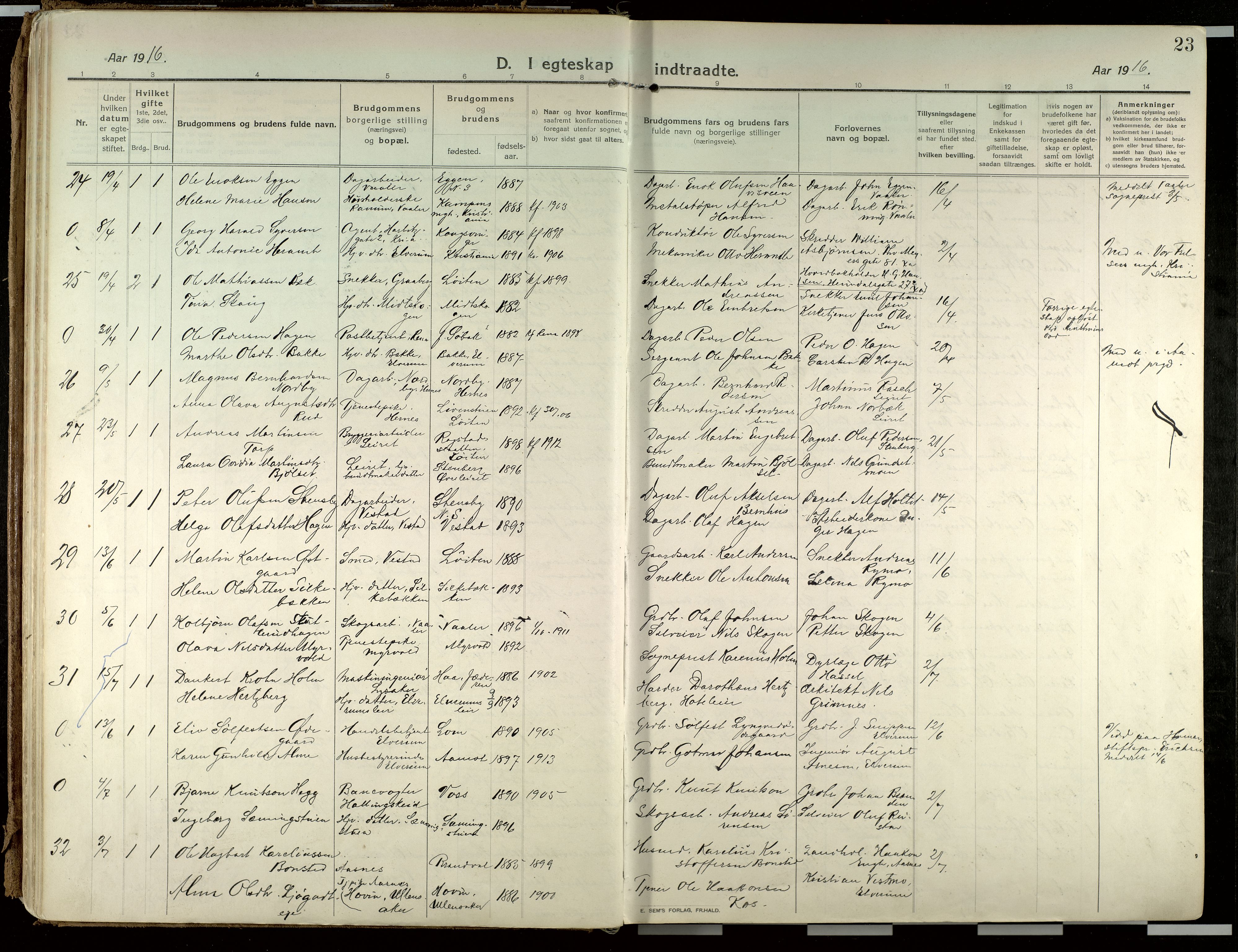 Elverum prestekontor, AV/SAH-PREST-044/H/Ha/Haa/L0021: Ministerialbok nr. 21, 1913-1928, s. 23