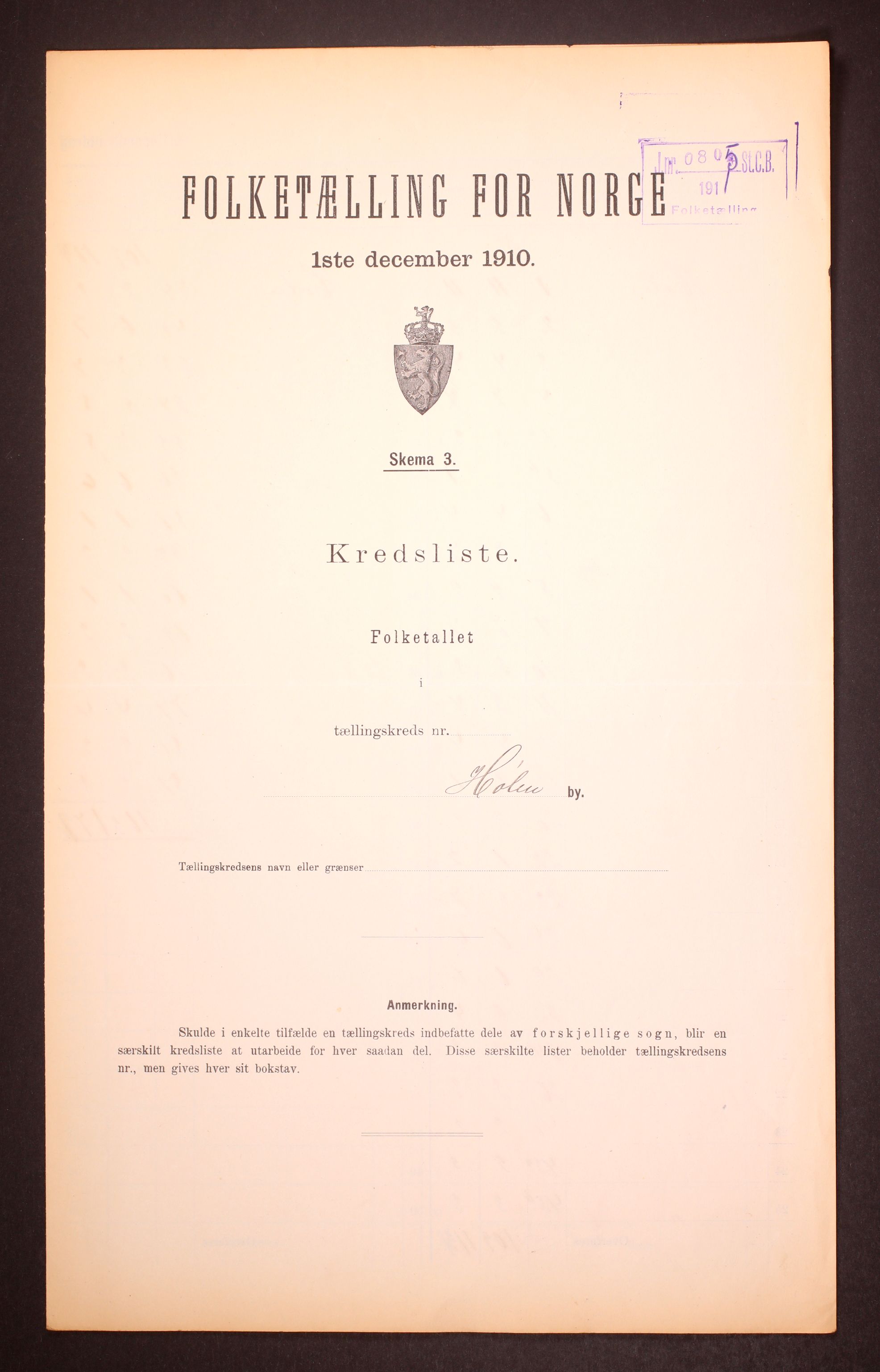 RA, Folketelling 1910 for 0204 Hølen ladested, 1910, s. 4