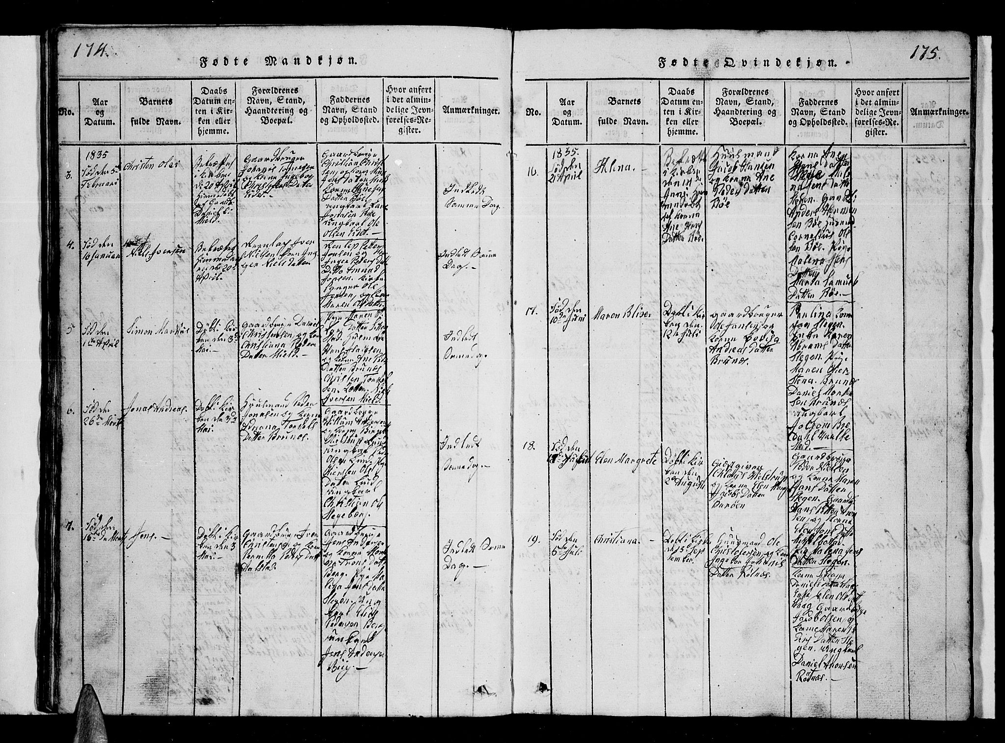 Ministerialprotokoller, klokkerbøker og fødselsregistre - Nordland, SAT/A-1459/855/L0812: Ministerialbok nr. 855C01, 1821-1838, s. 174-175