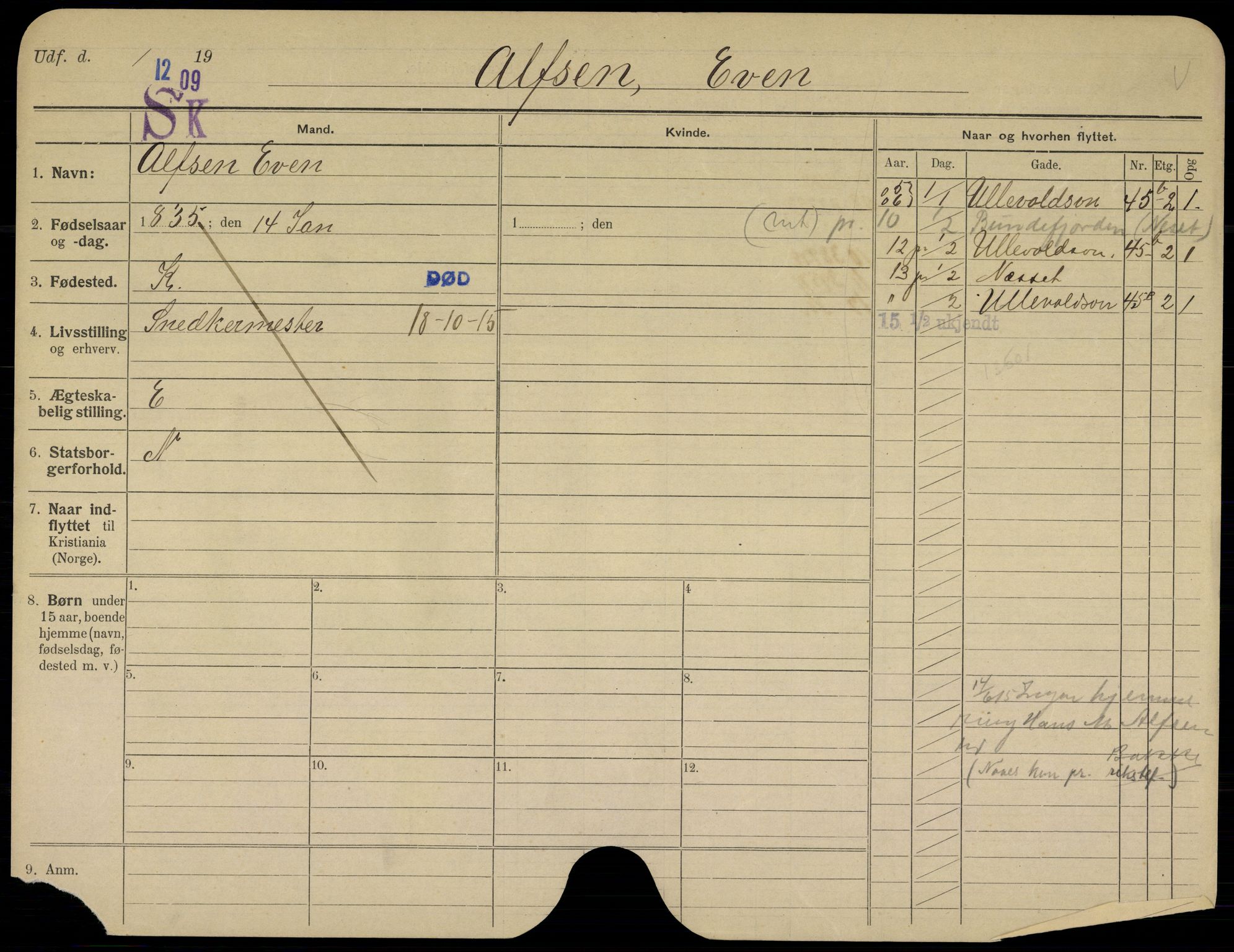 Oslo folkeregister, Registerkort, AV/SAO-A-11715/G/Gb/L0019: Menn, 1915