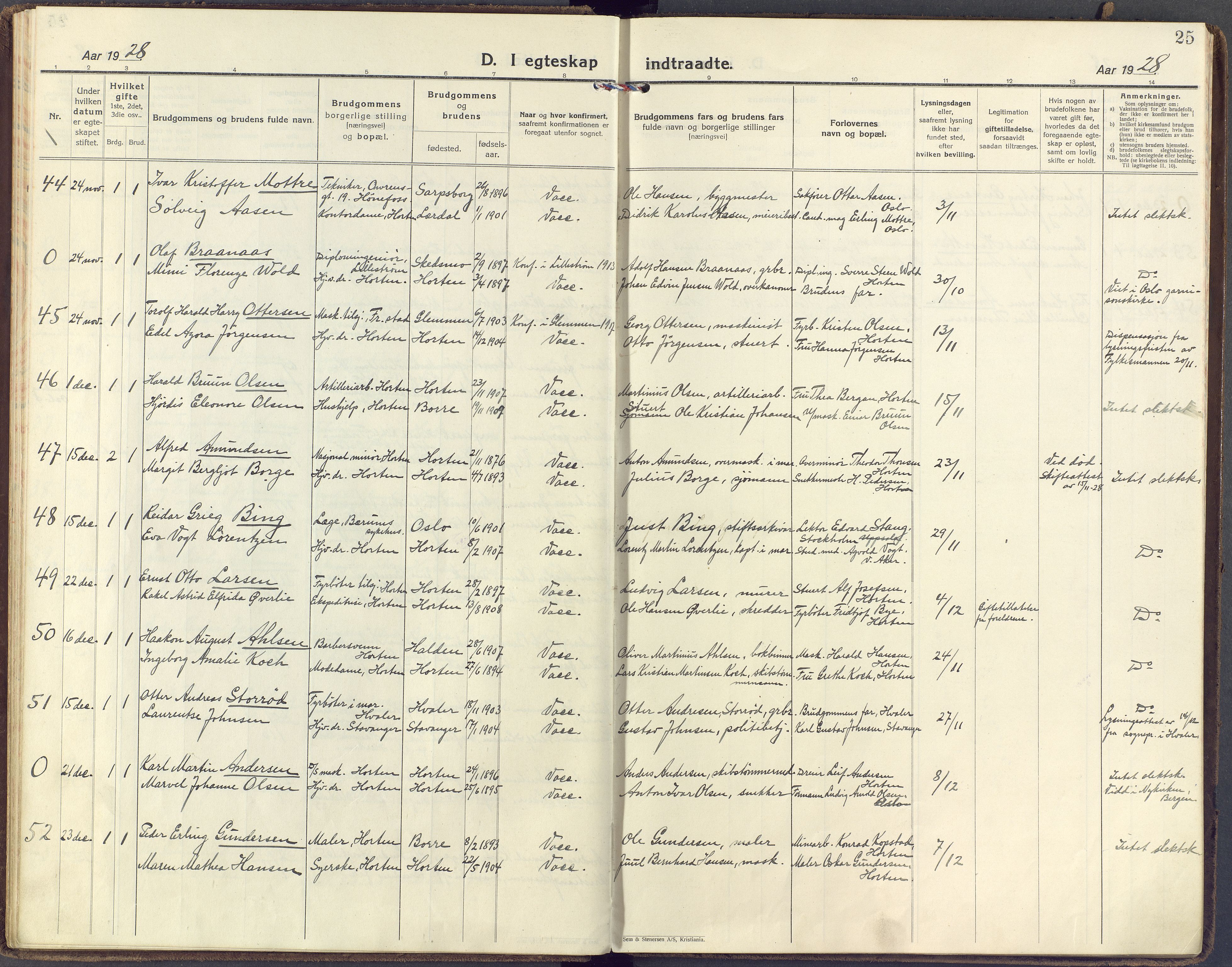 Horten kirkebøker, AV/SAKO-A-348/F/Fa/L0009: Ministerialbok nr. 9, 1925-1936, s. 25