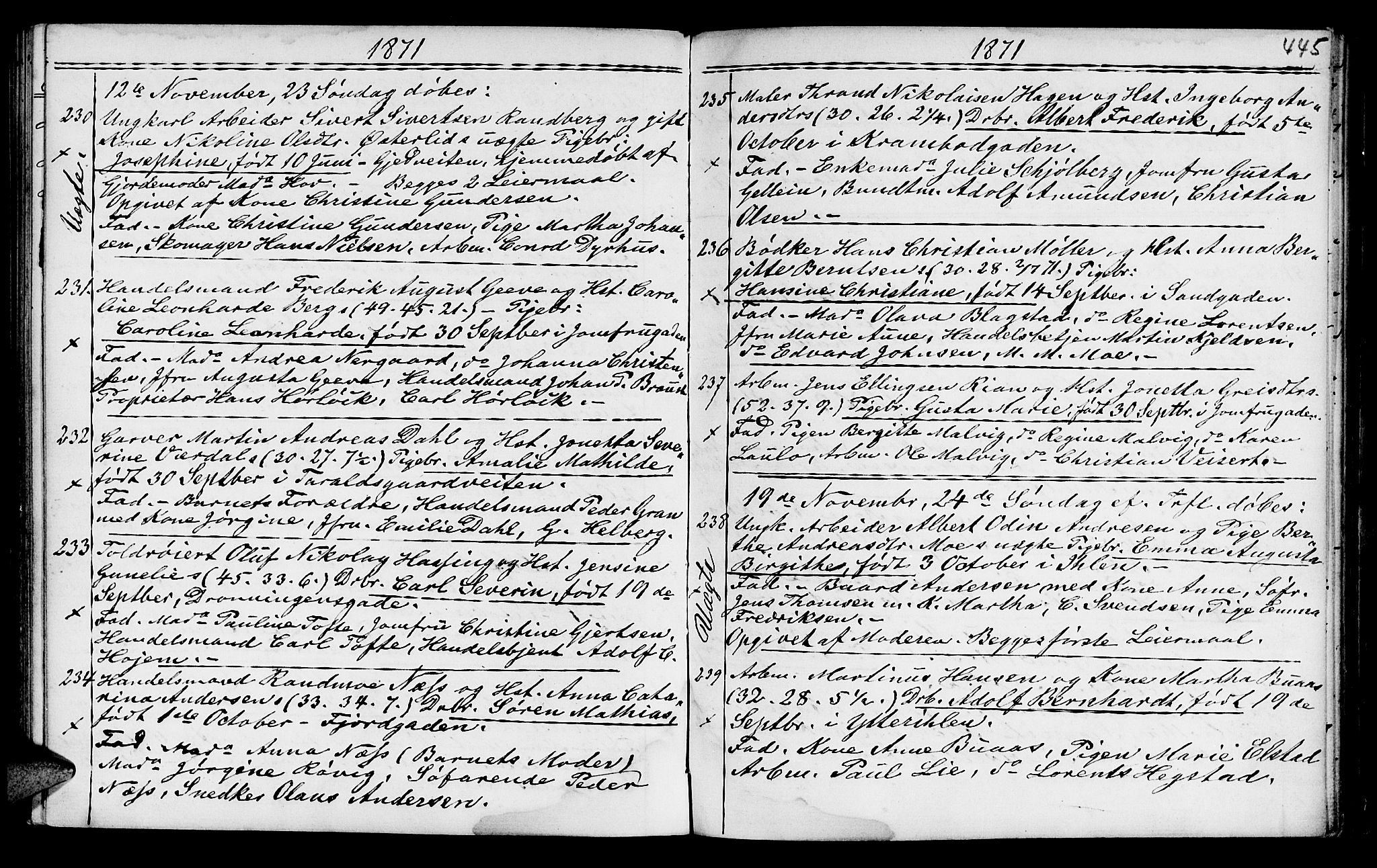 Ministerialprotokoller, klokkerbøker og fødselsregistre - Sør-Trøndelag, SAT/A-1456/602/L0140: Klokkerbok nr. 602C08, 1864-1872, s. 444-445