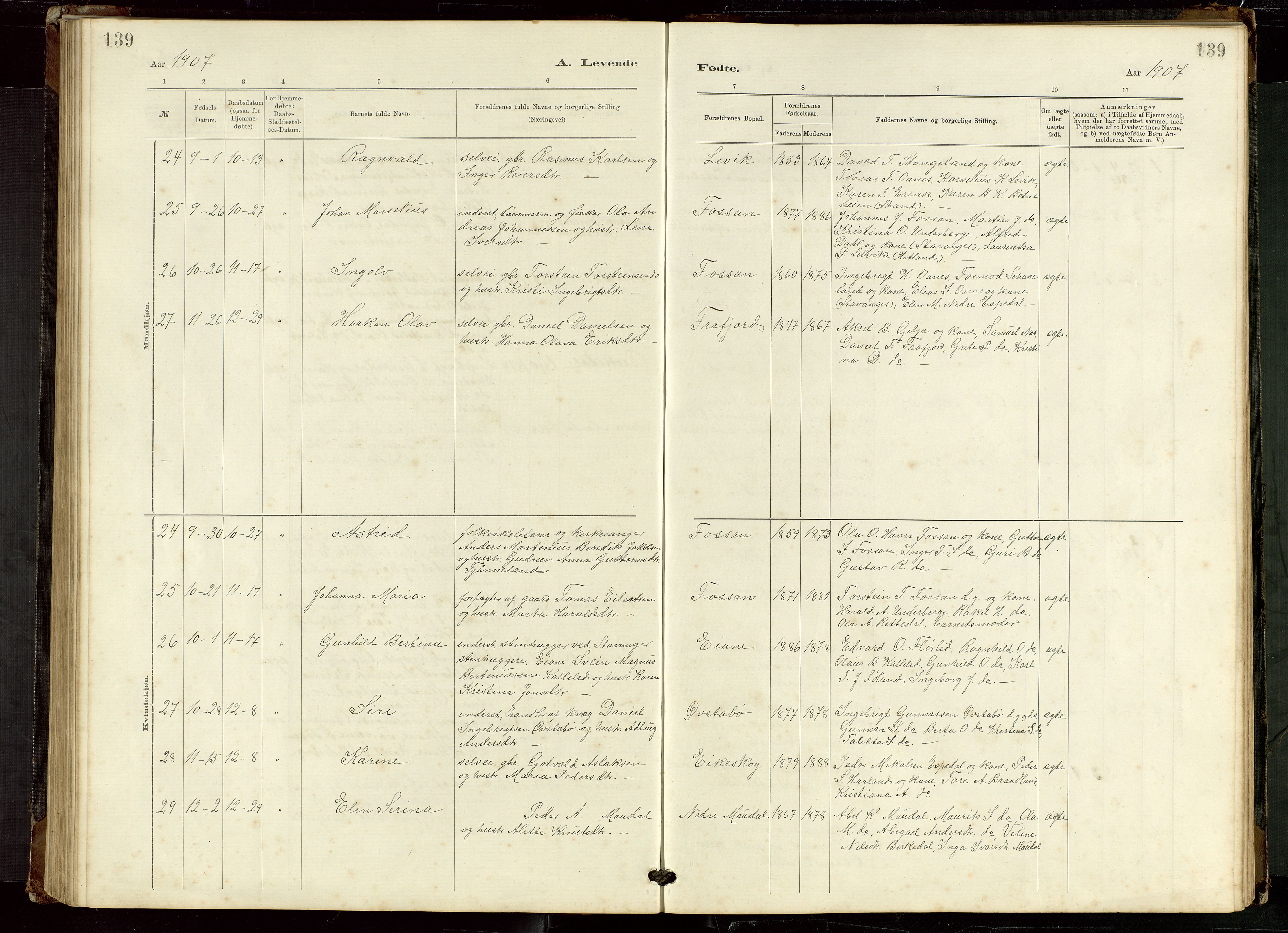 Høgsfjord sokneprestkontor, AV/SAST-A-101624/H/Ha/Hab/L0009: Klokkerbok nr. B 9, 1883-1920, s. 139