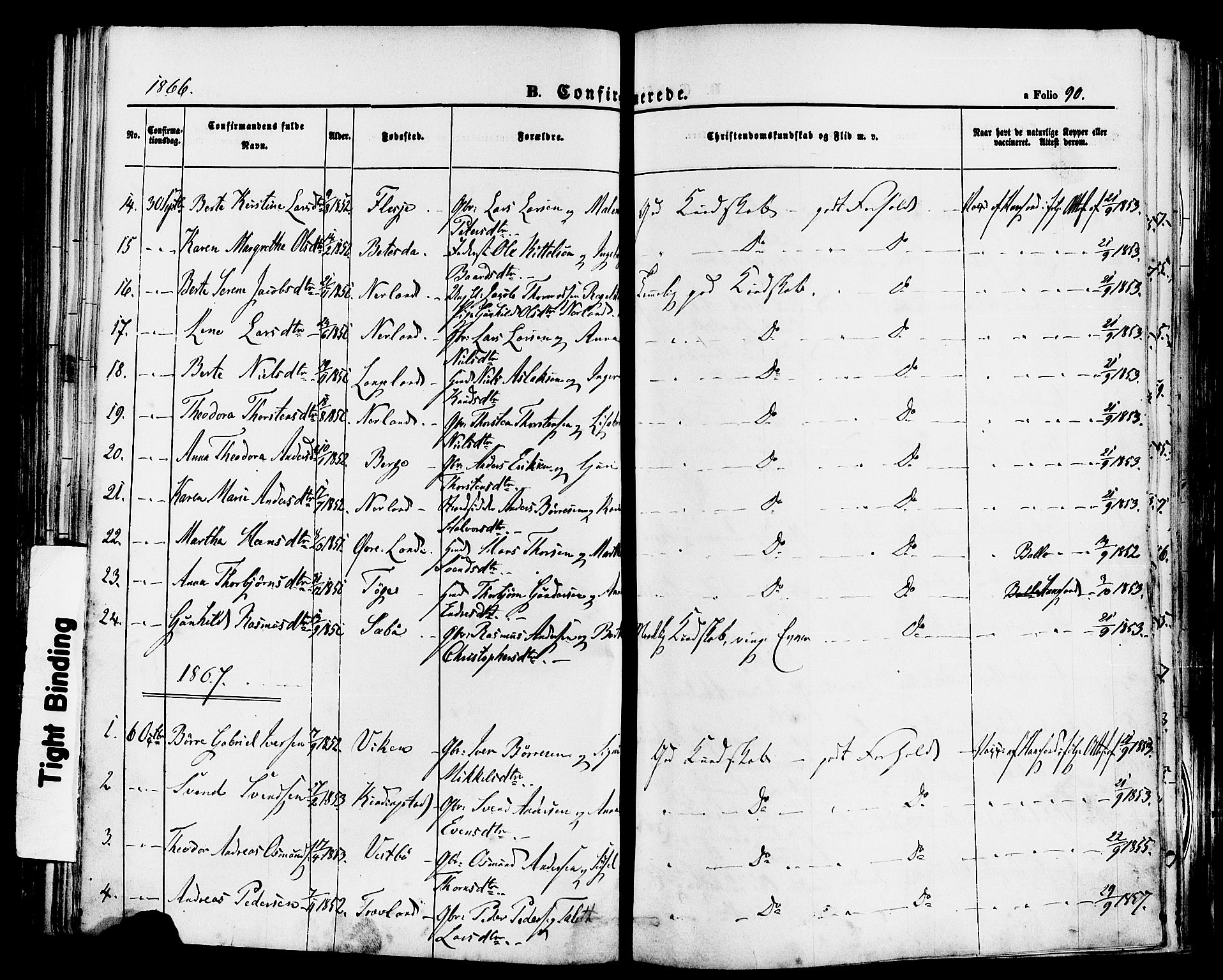 Finnøy sokneprestkontor, AV/SAST-A-101825/H/Ha/Haa/L0008: Ministerialbok nr. A 8, 1863-1878, s. 90