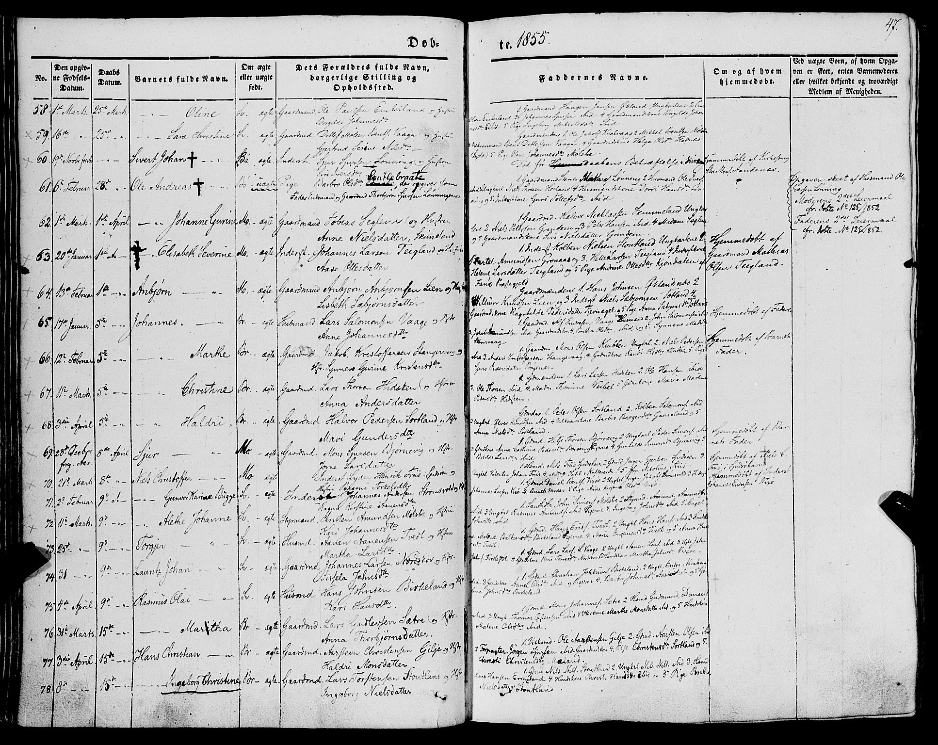 Finnås sokneprestembete, AV/SAB-A-99925/H/Ha/Haa/Haaa/L0007: Ministerialbok nr. A 7, 1850-1862, s. 47