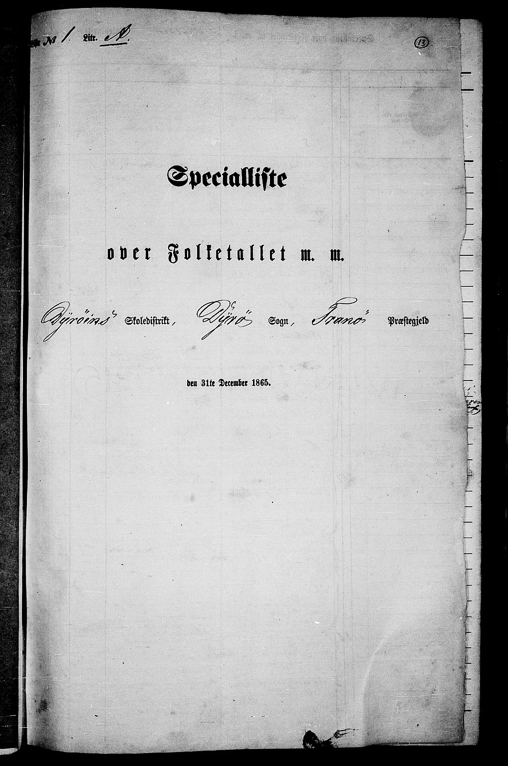 RA, Folketelling 1865 for 1927P Tranøy prestegjeld, 1865, s. 11