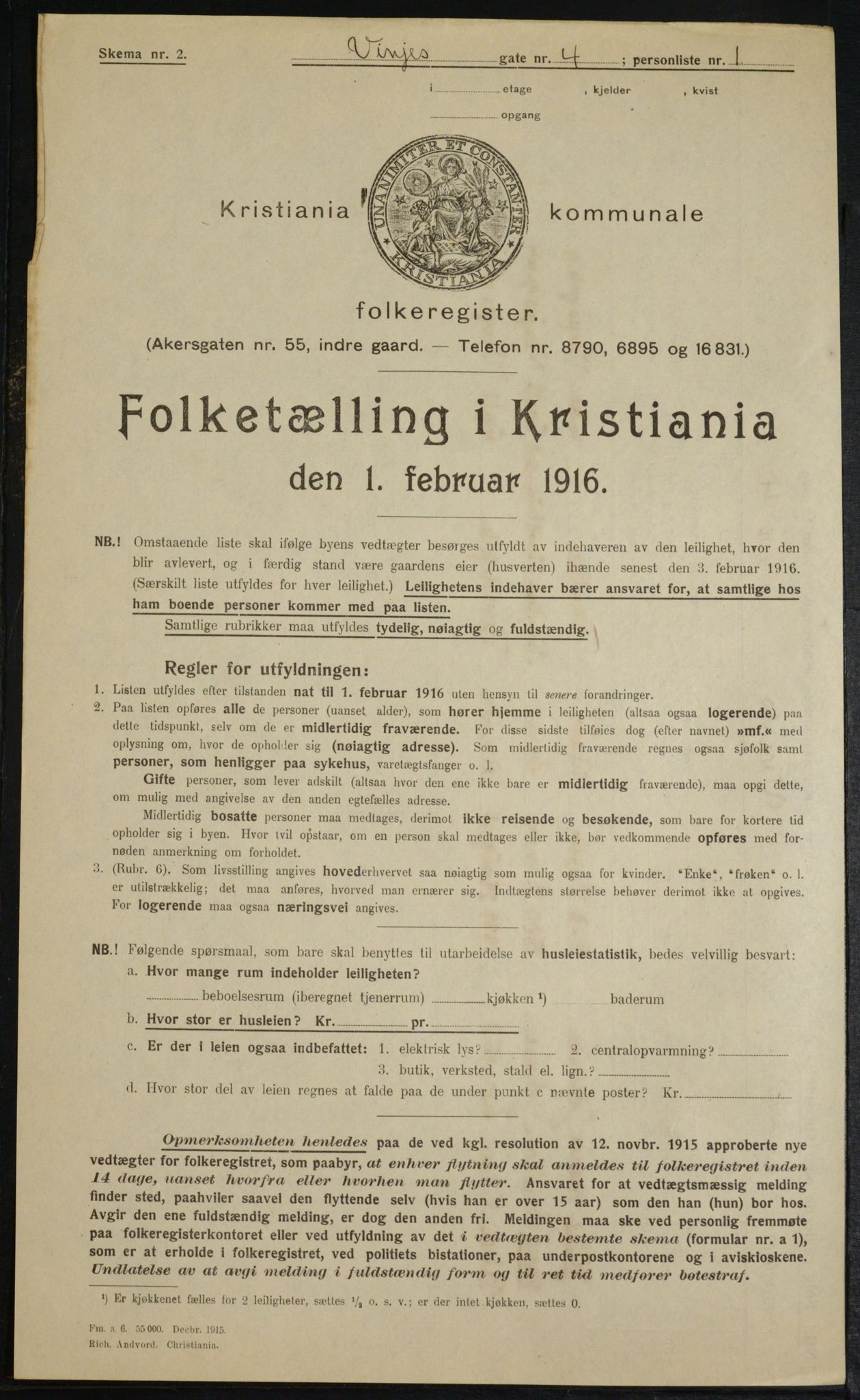 OBA, Kommunal folketelling 1.2.1916 for Kristiania, 1916, s. 127405