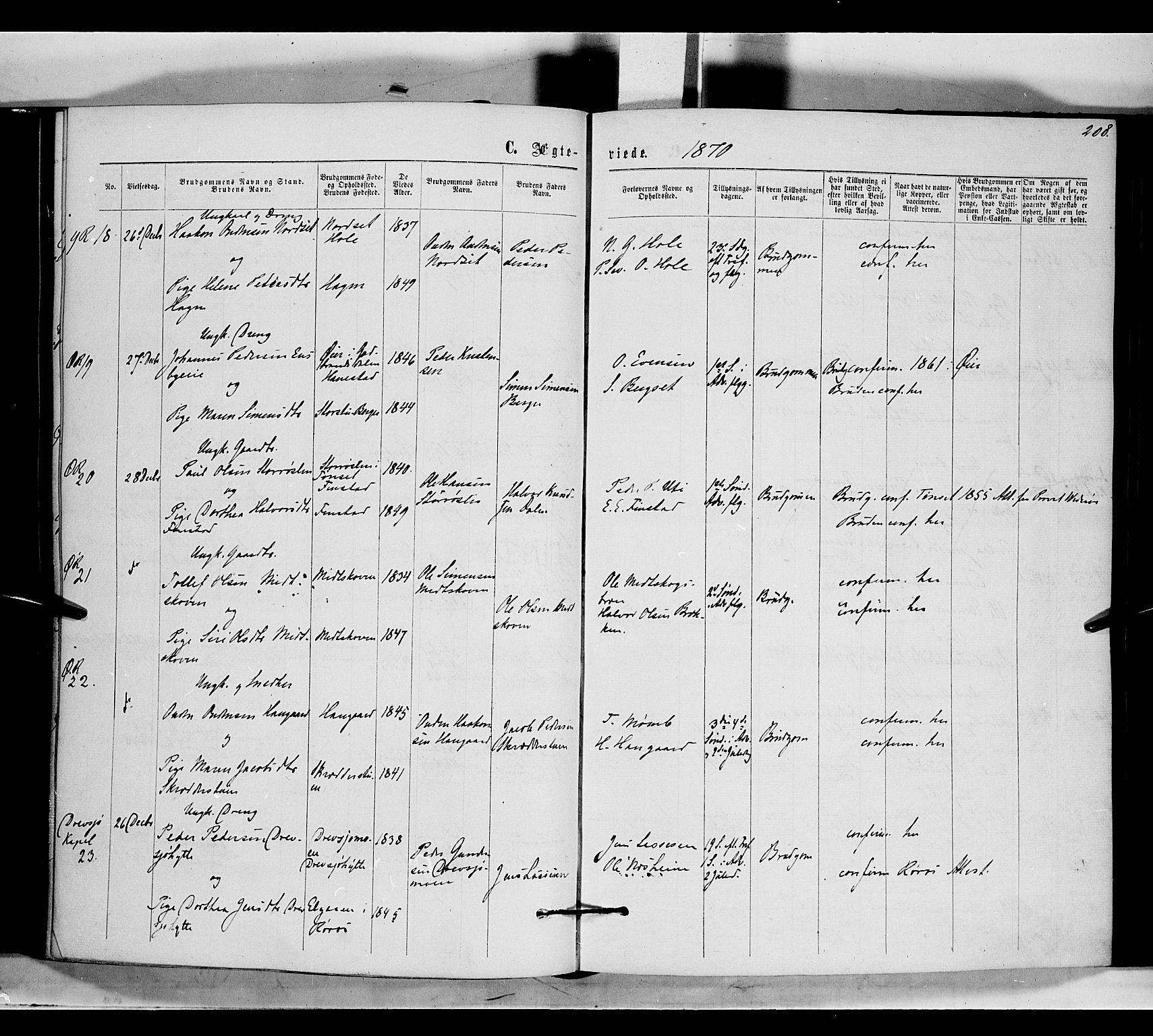 Rendalen prestekontor, AV/SAH-PREST-054/H/Ha/Haa/L0006: Ministerialbok nr. 6, 1867-1877, s. 208