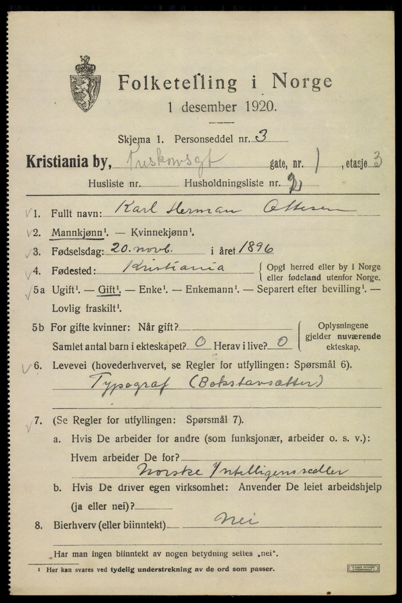 SAO, Folketelling 1920 for 0301 Kristiania kjøpstad, 1920, s. 596937