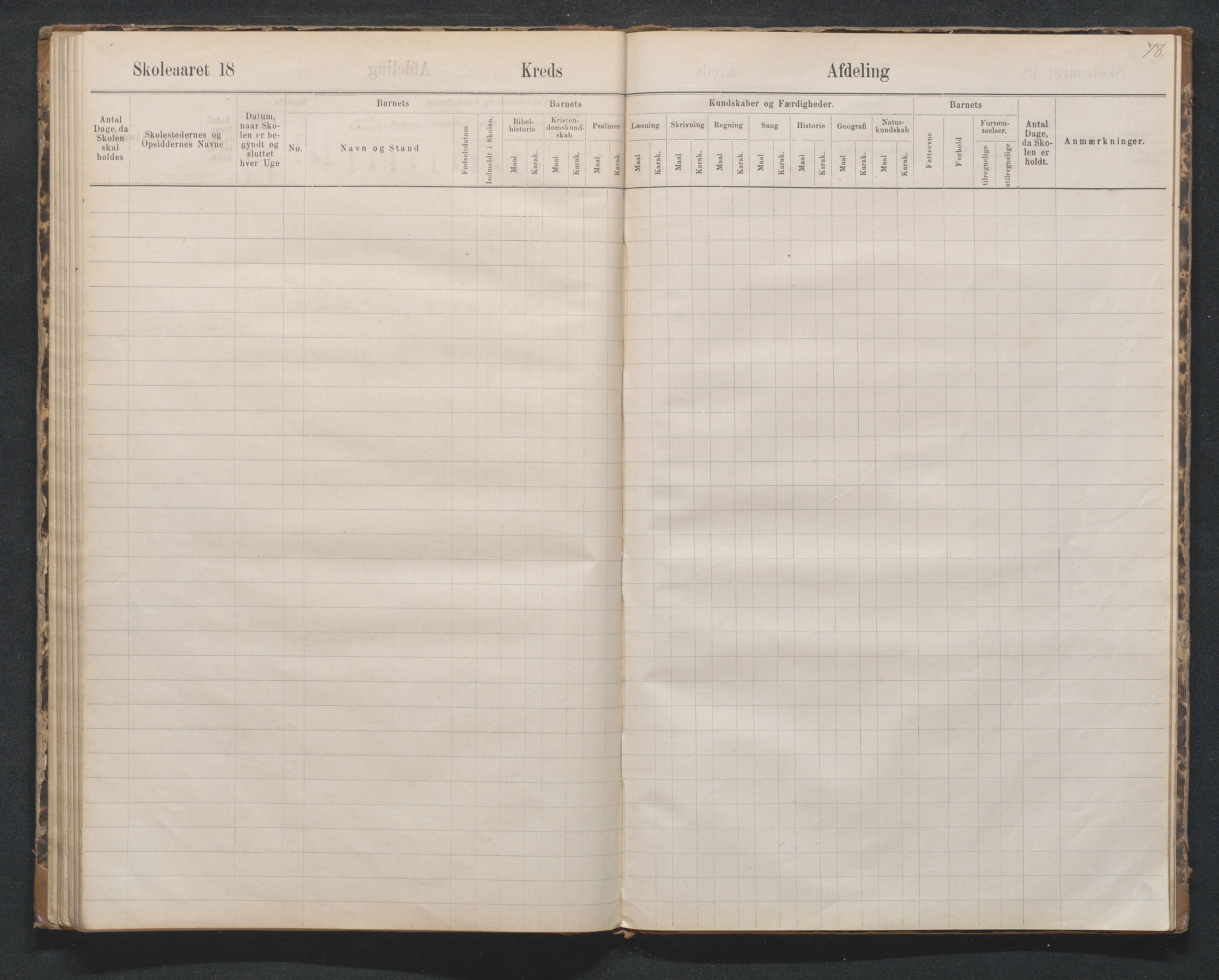 Birkenes kommune, Håbesland, Holte og Rislå skolekretser frem til 1991, AAKS/KA0928-550c_91/F02/L0002: Skoleprotokoll Håbesland, Holte og Rislå, 1888-1917, s. 78