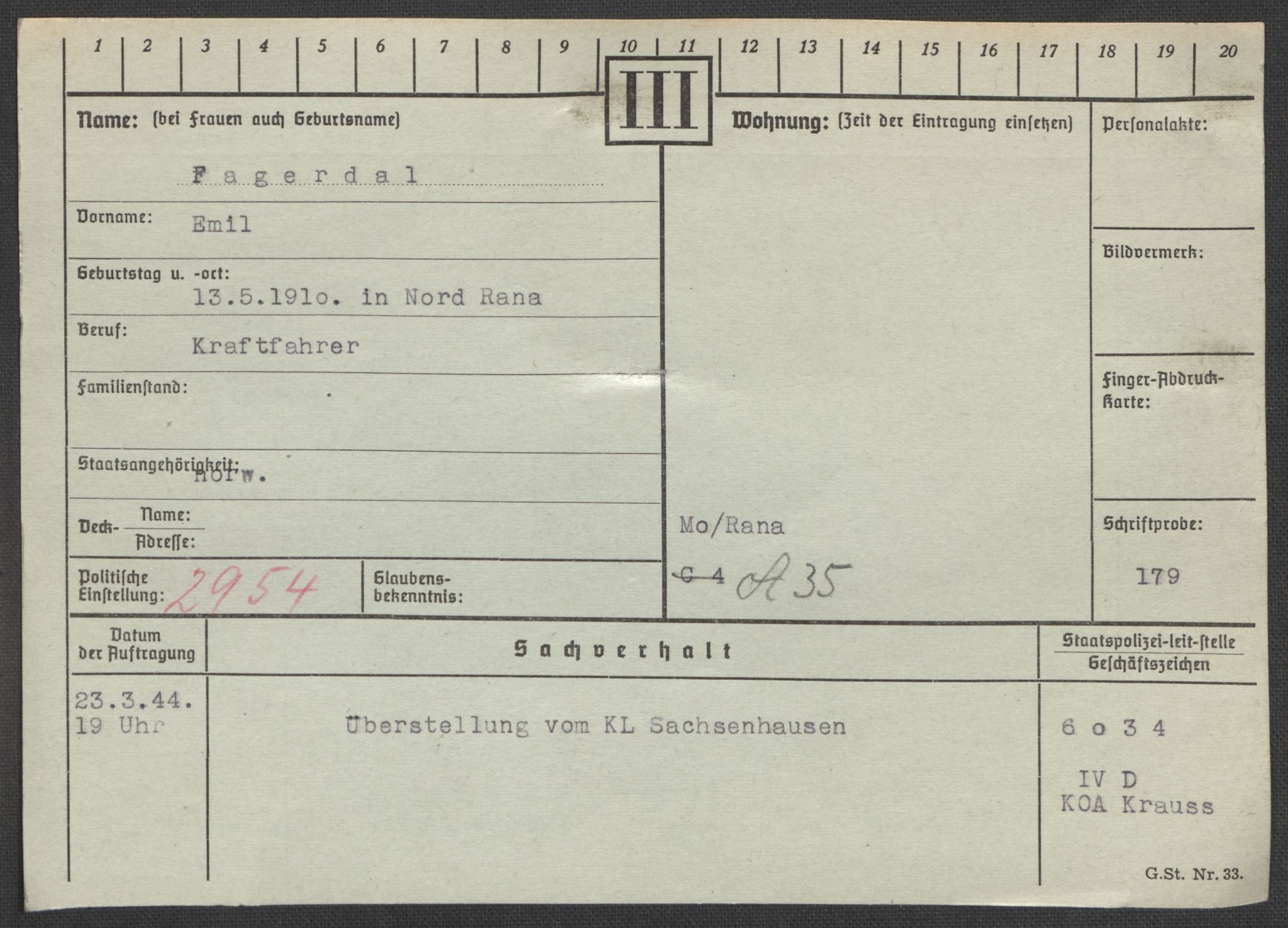 Befehlshaber der Sicherheitspolizei und des SD, RA/RAFA-5969/E/Ea/Eaa/L0003: Register over norske fanger i Møllergata 19: Eng-Hag, 1940-1945, s. 230