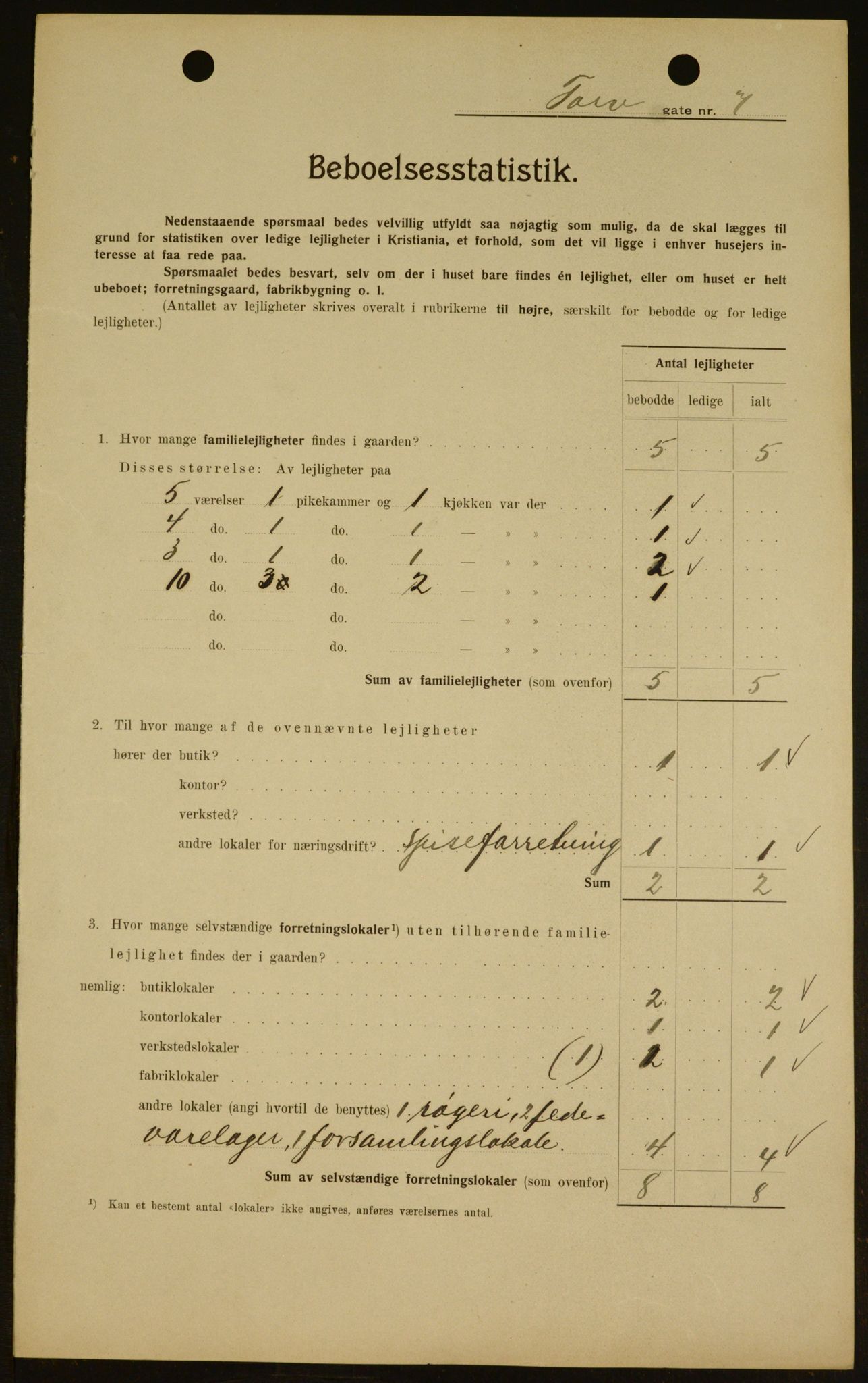 OBA, Kommunal folketelling 1.2.1909 for Kristiania kjøpstad, 1909, s. 103349
