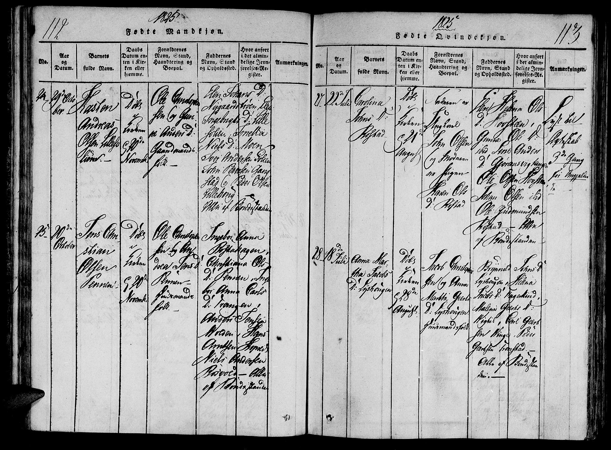 Ministerialprotokoller, klokkerbøker og fødselsregistre - Nord-Trøndelag, SAT/A-1458/701/L0005: Ministerialbok nr. 701A05 /1, 1816-1825, s. 112-113