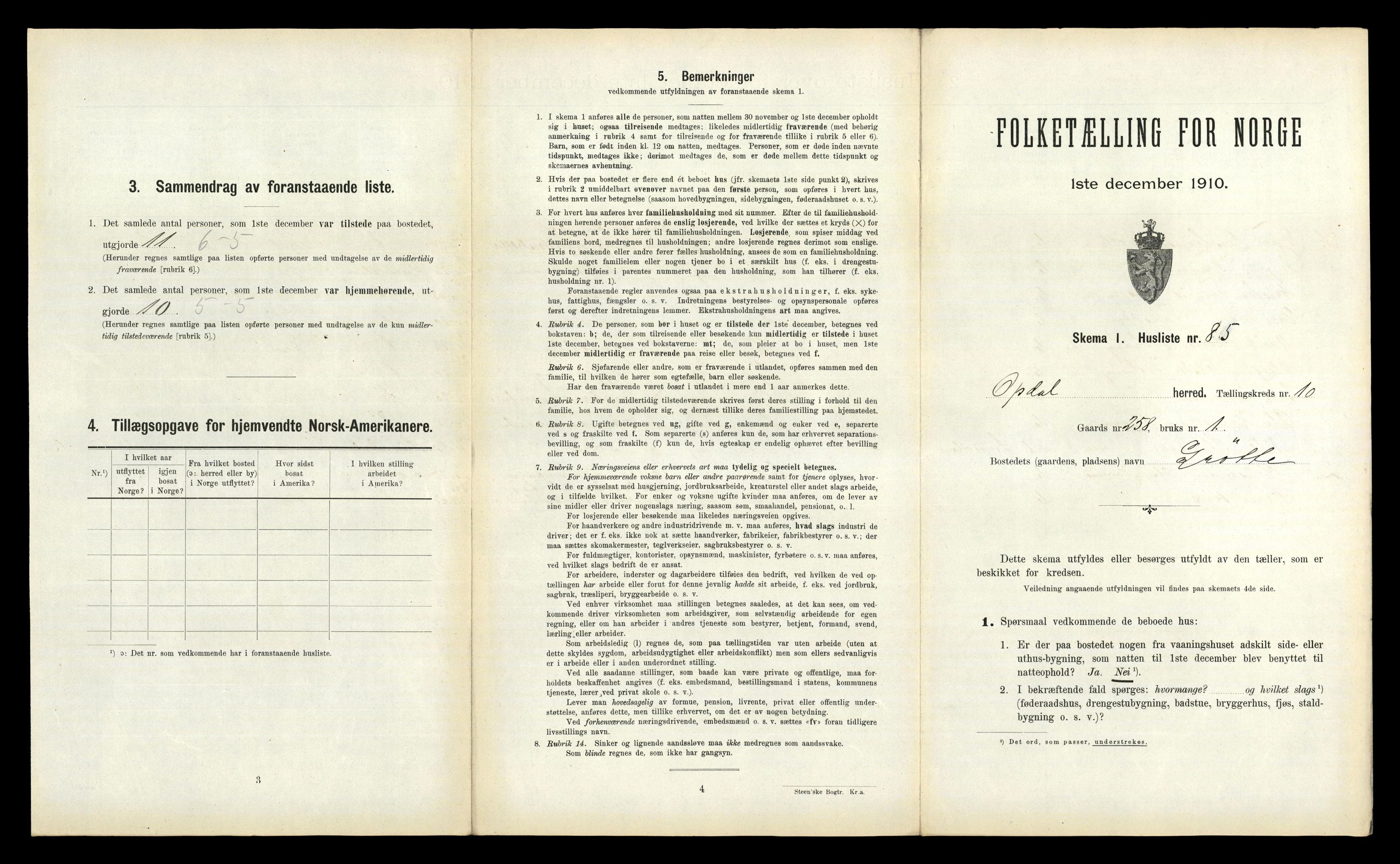 RA, Folketelling 1910 for 1634 Oppdal herred, 1910, s. 1205