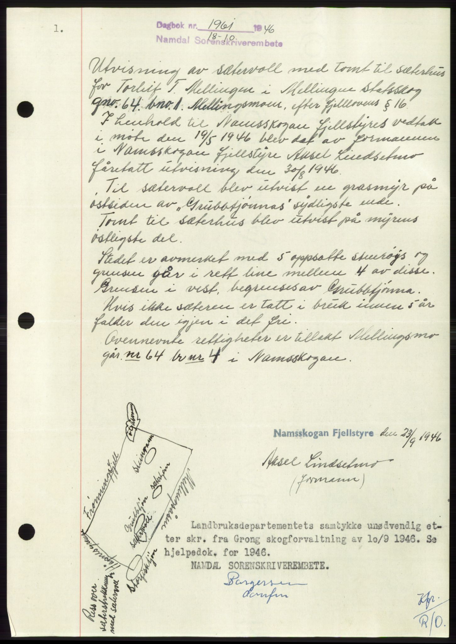 Namdal sorenskriveri, SAT/A-4133/1/2/2C: Pantebok nr. -, 1946-1947, Dagboknr: 1961/1946