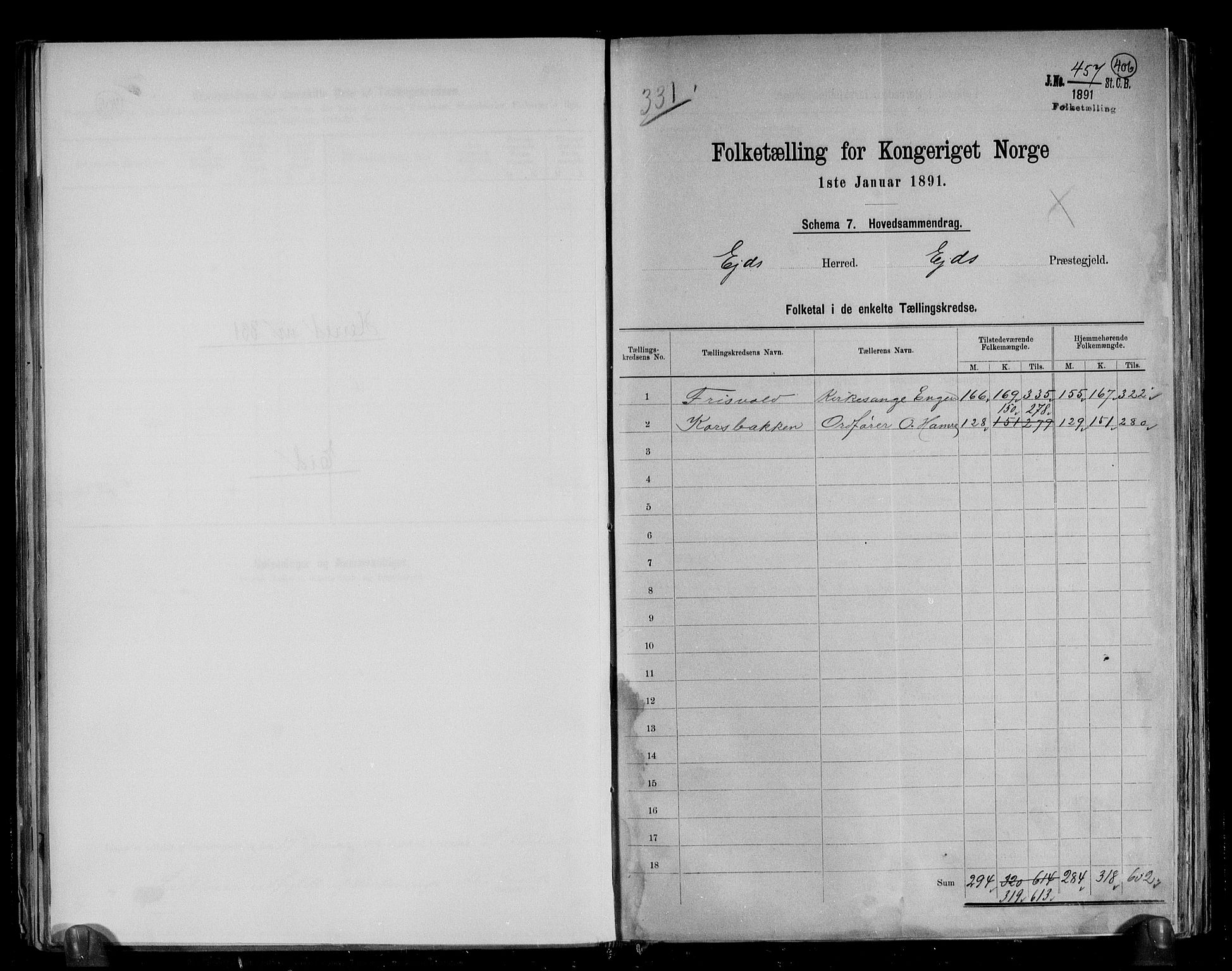 RA, Folketelling 1891 for 1538 Eid herred, 1891, s. 2