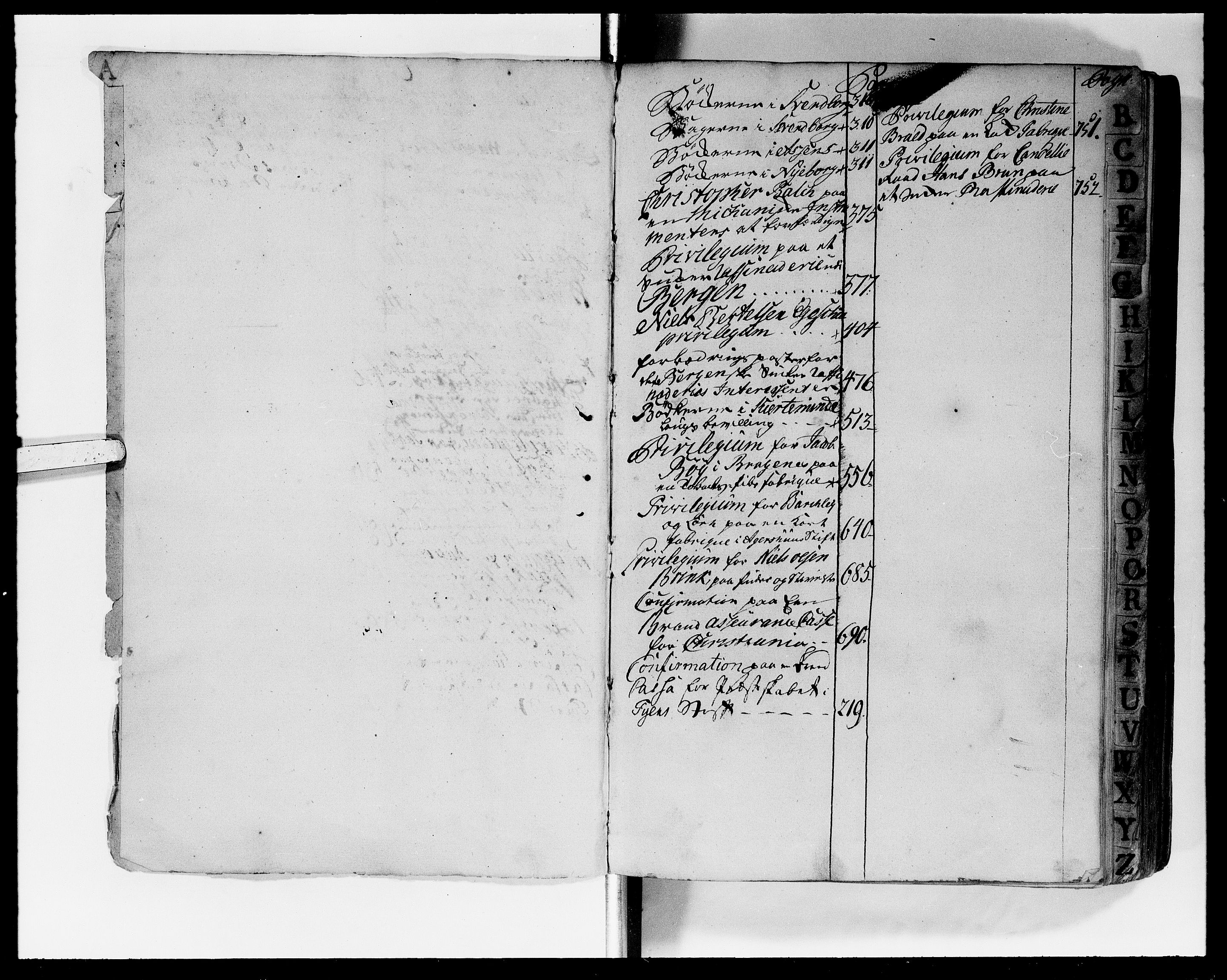 Kommercekollegiet, Dansk-Norske Sekretariat, DRA/A-0001/03/21: Dansk-Norsk Privilegie-Protokol B, 1747-1755