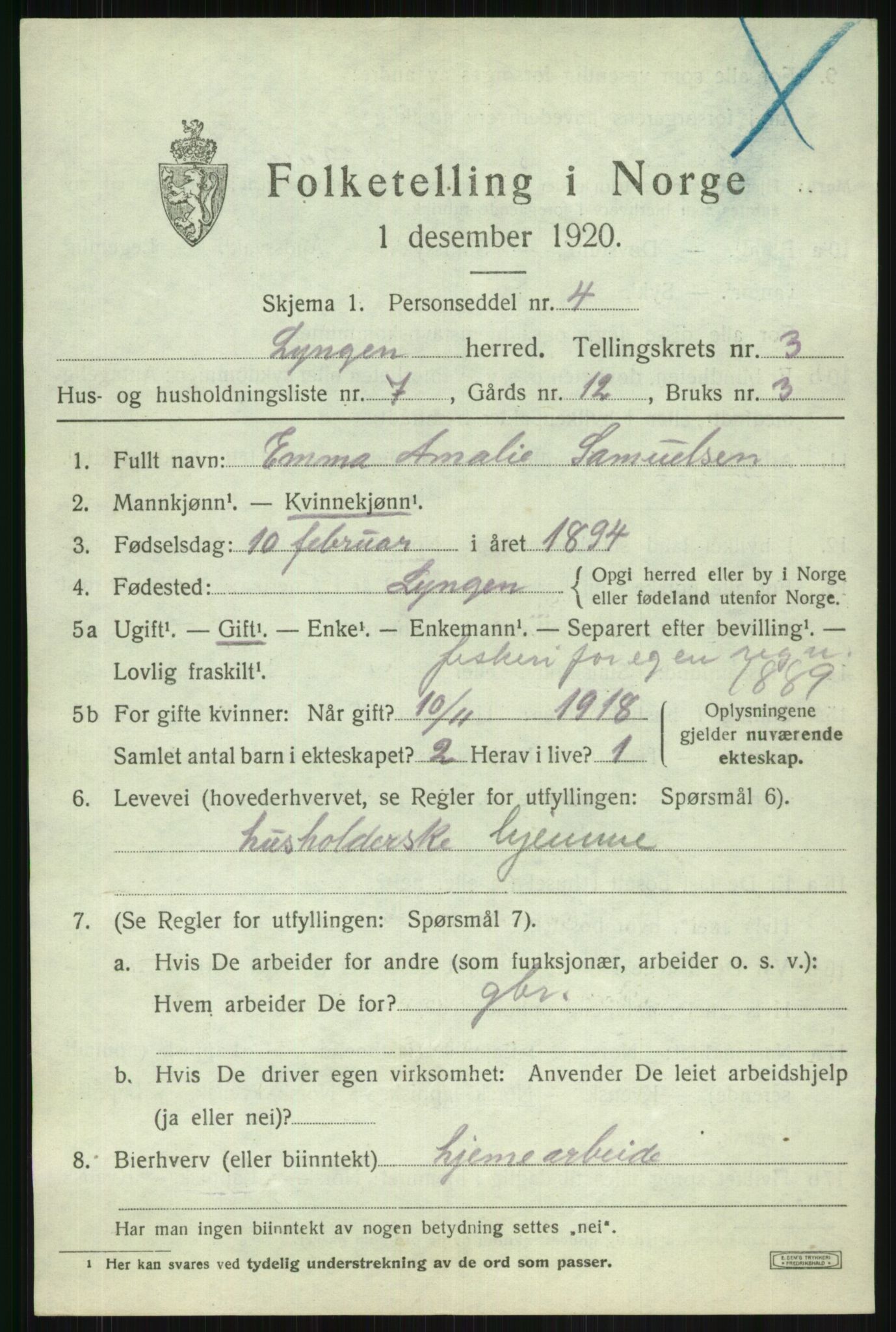 SATØ, Folketelling 1920 for 1938 Lyngen herred, 1920, s. 3553