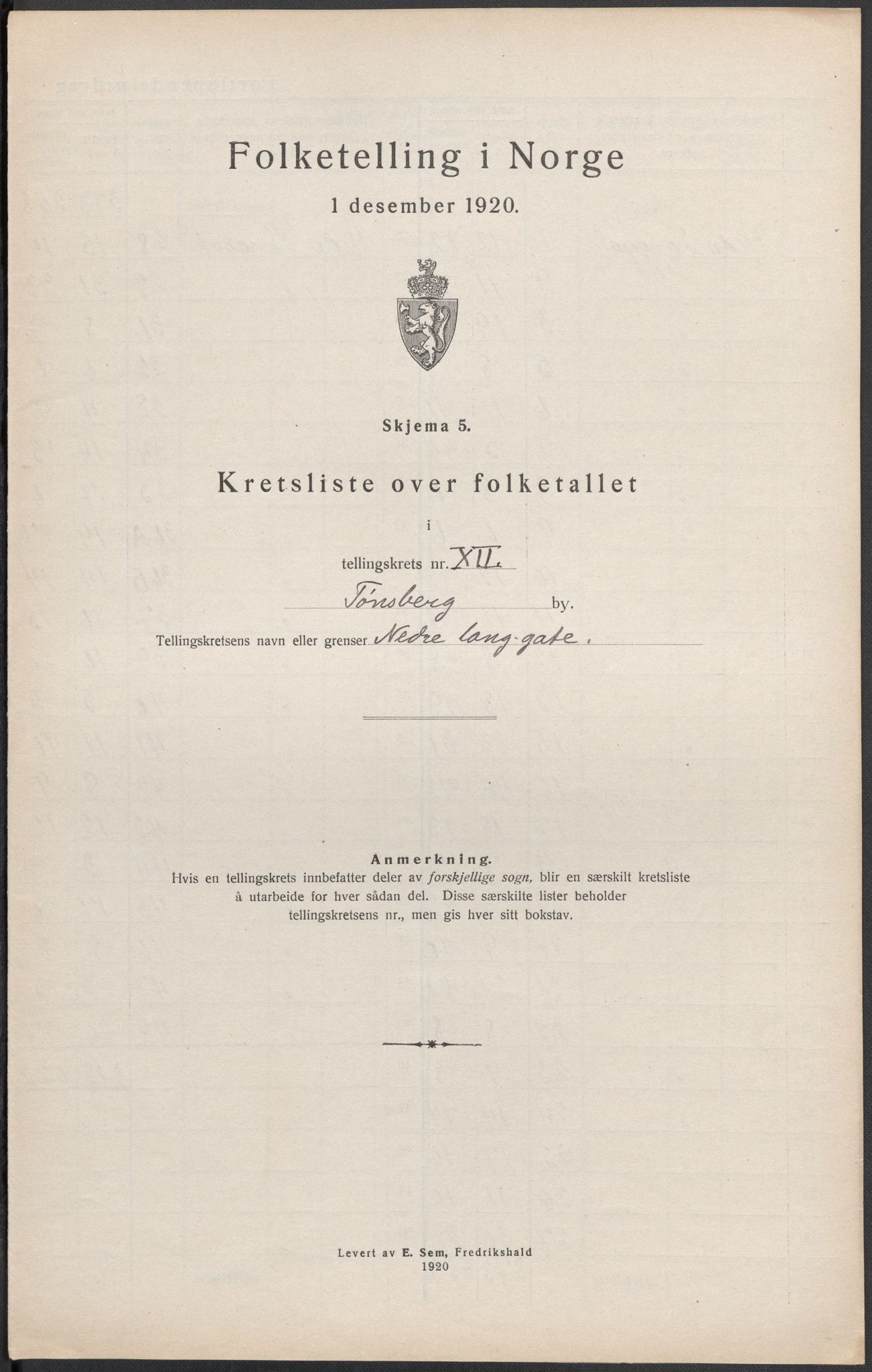 SAKO, Folketelling 1920 for 0705 Tønsberg kjøpstad, 1920, s. 29