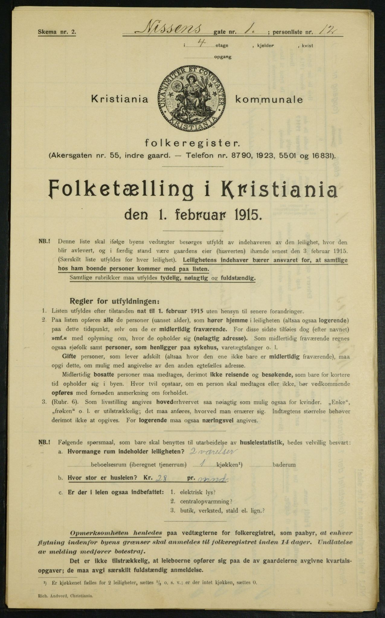 OBA, Kommunal folketelling 1.2.1915 for Kristiania, 1915, s. 70570