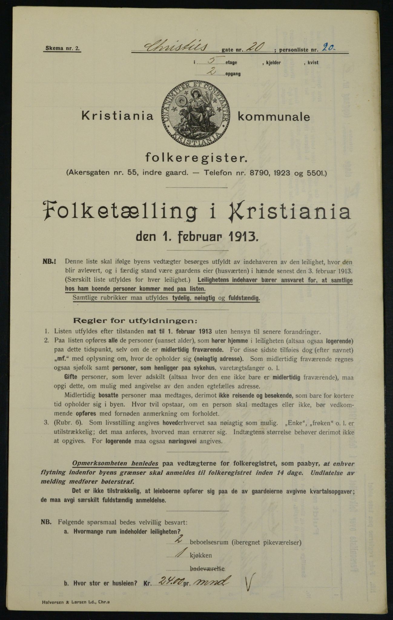 OBA, Kommunal folketelling 1.2.1913 for Kristiania, 1913, s. 12366