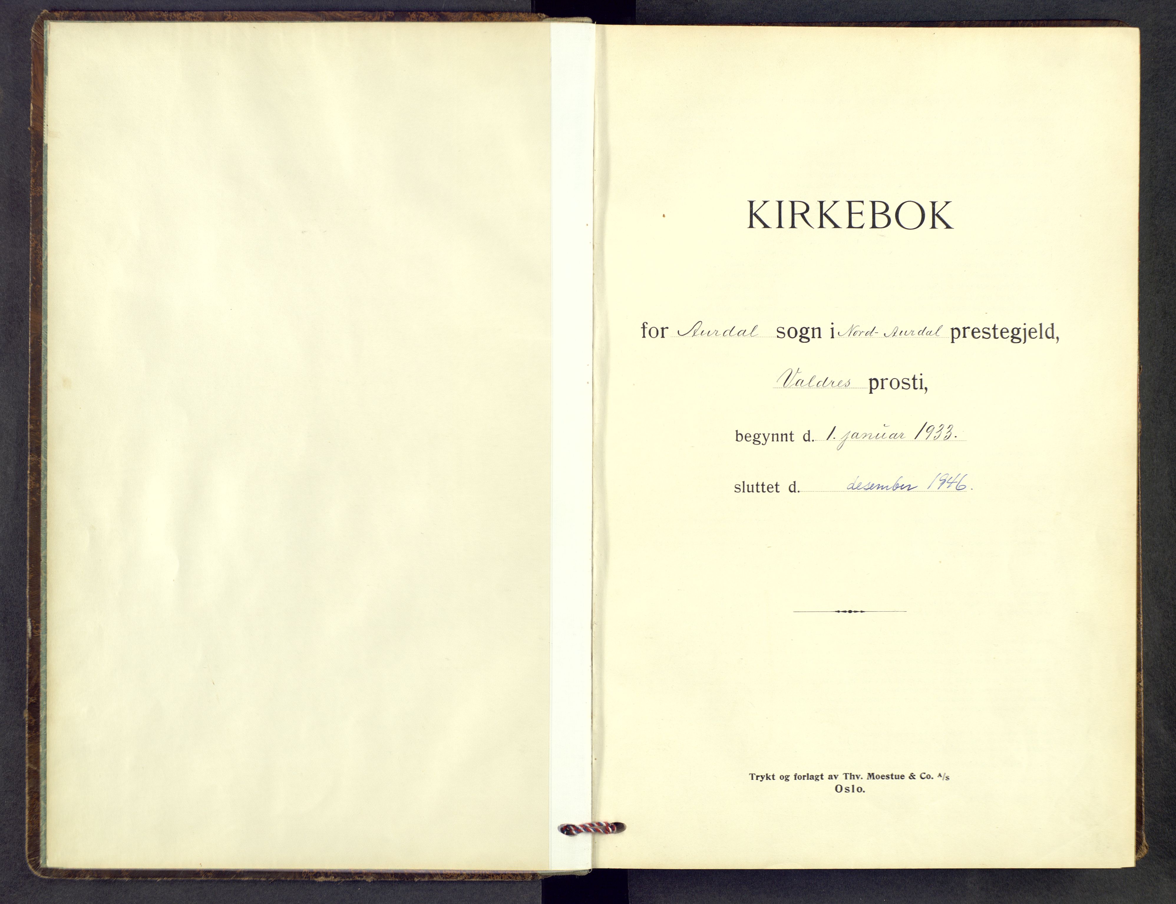 Nord-Aurdal prestekontor, AV/SAH-PREST-132/H/Ha/Hab/L0017: Klokkerbok nr. 17, 1933-1946