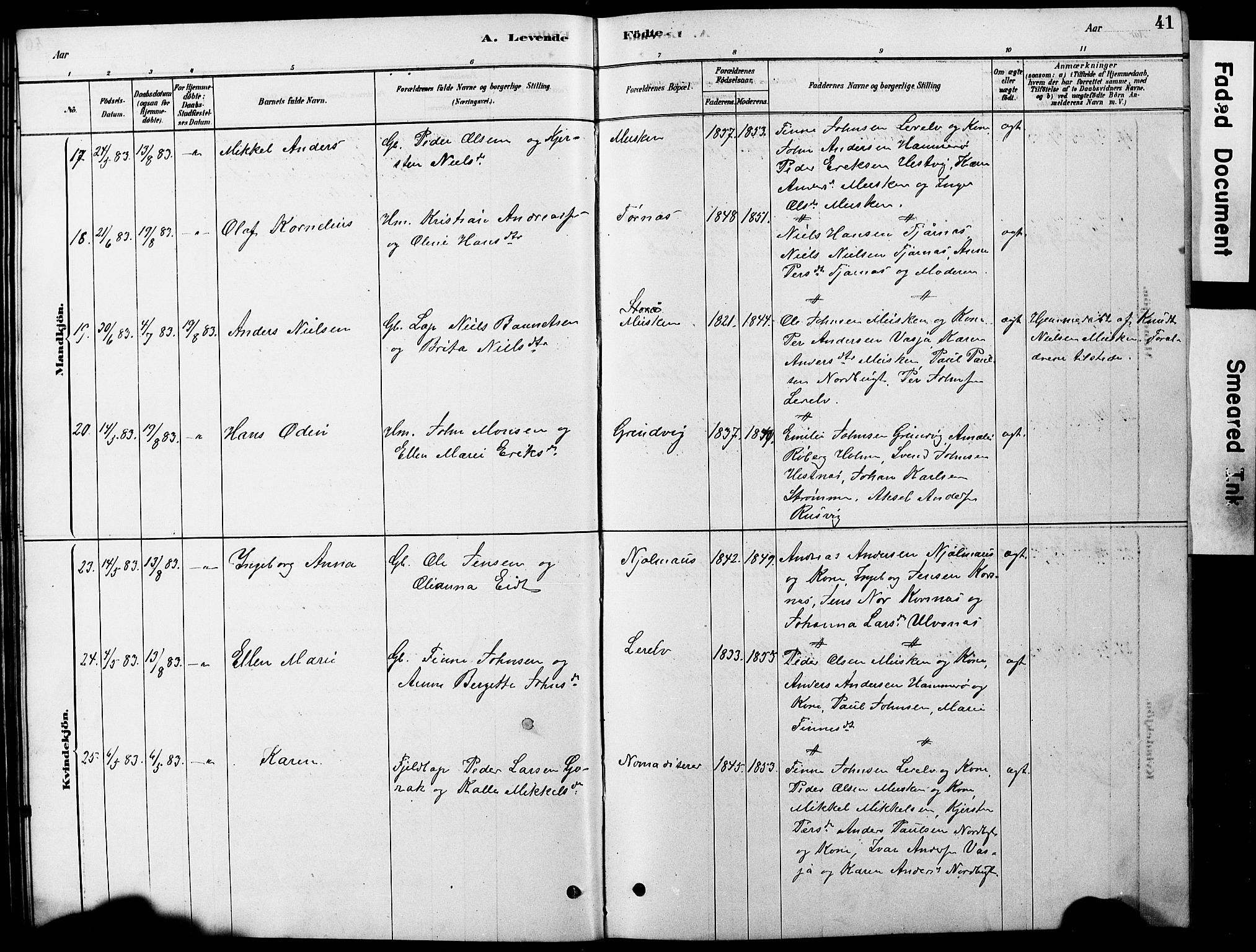 Ministerialprotokoller, klokkerbøker og fødselsregistre - Nordland, AV/SAT-A-1459/861/L0875: Klokkerbok nr. 861C01, 1879-1887, s. 41