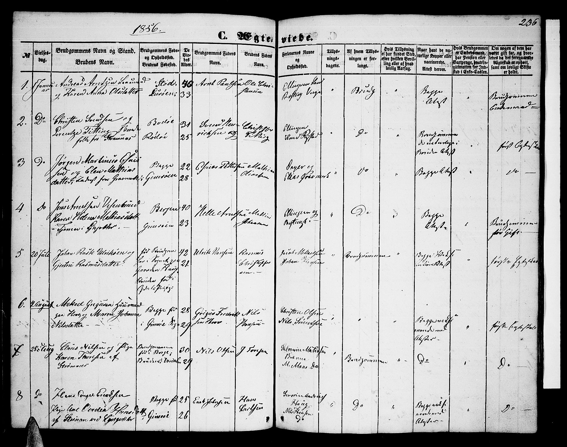 Ministerialprotokoller, klokkerbøker og fødselsregistre - Nordland, SAT/A-1459/876/L1102: Klokkerbok nr. 876C01, 1852-1886, s. 236