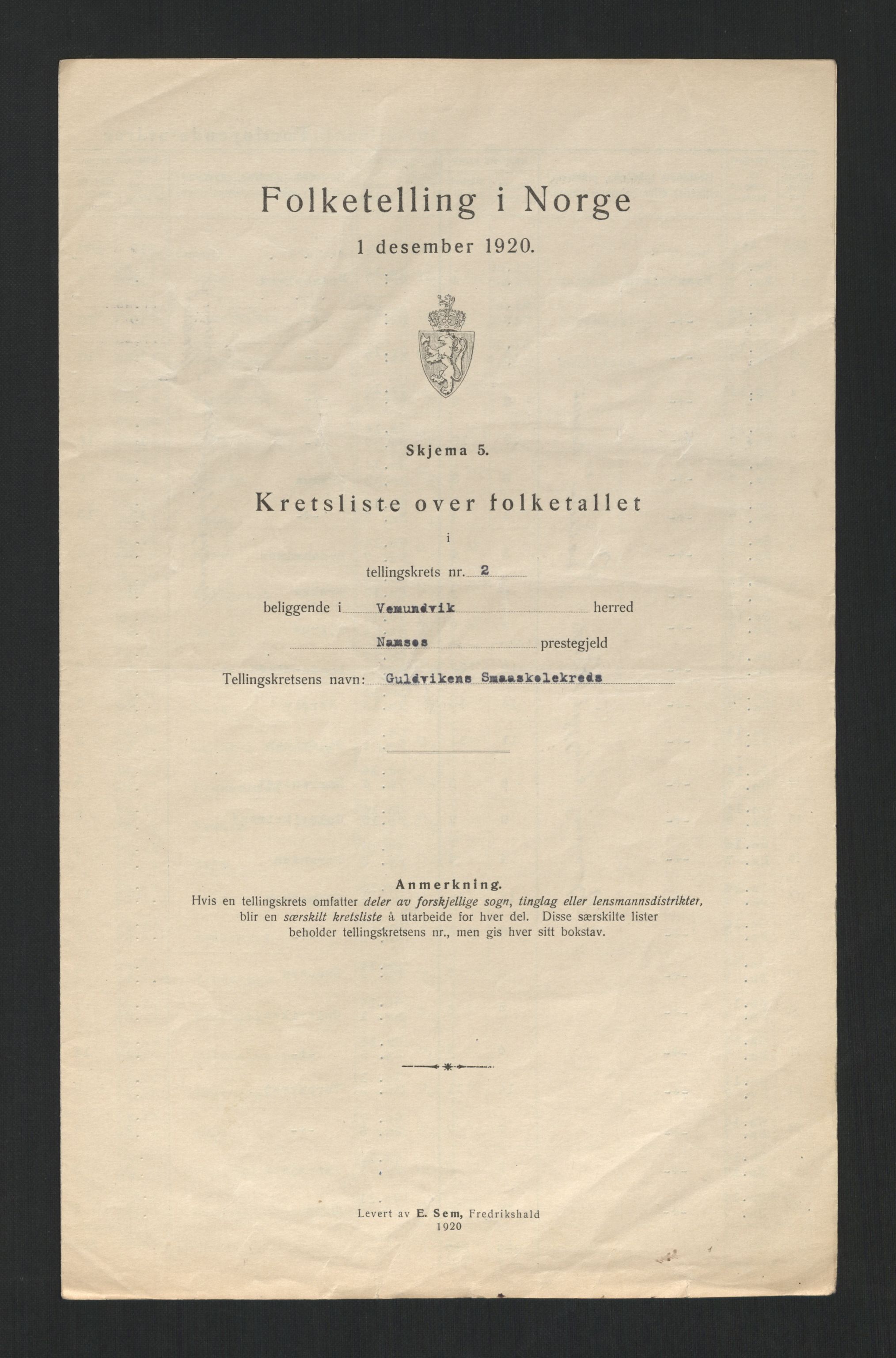 SAT, Folketelling 1920 for 1745 Vemundvik herred, 1920, s. 10