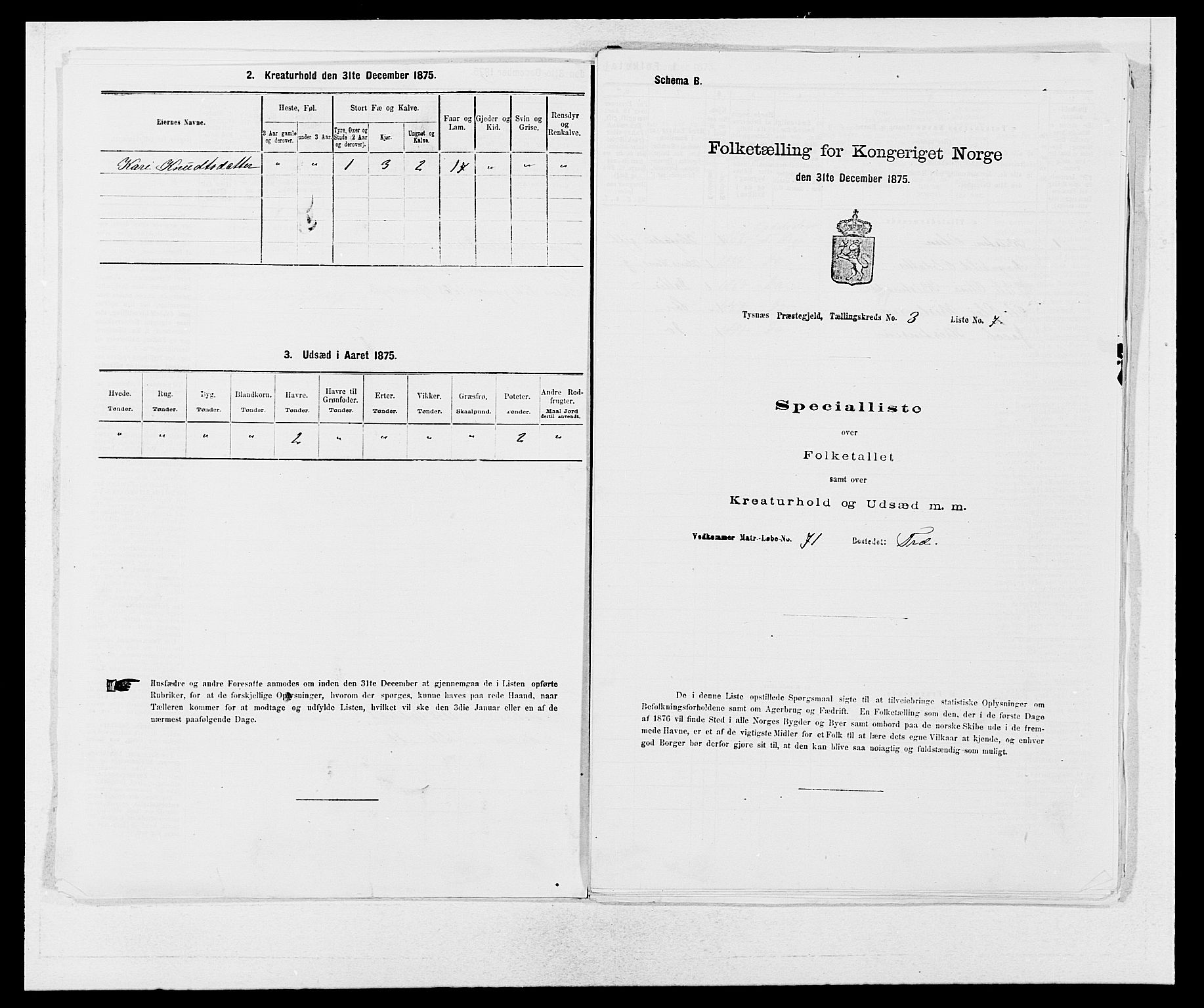 SAB, Folketelling 1875 for 1223P Tysnes prestegjeld, 1875, s. 232