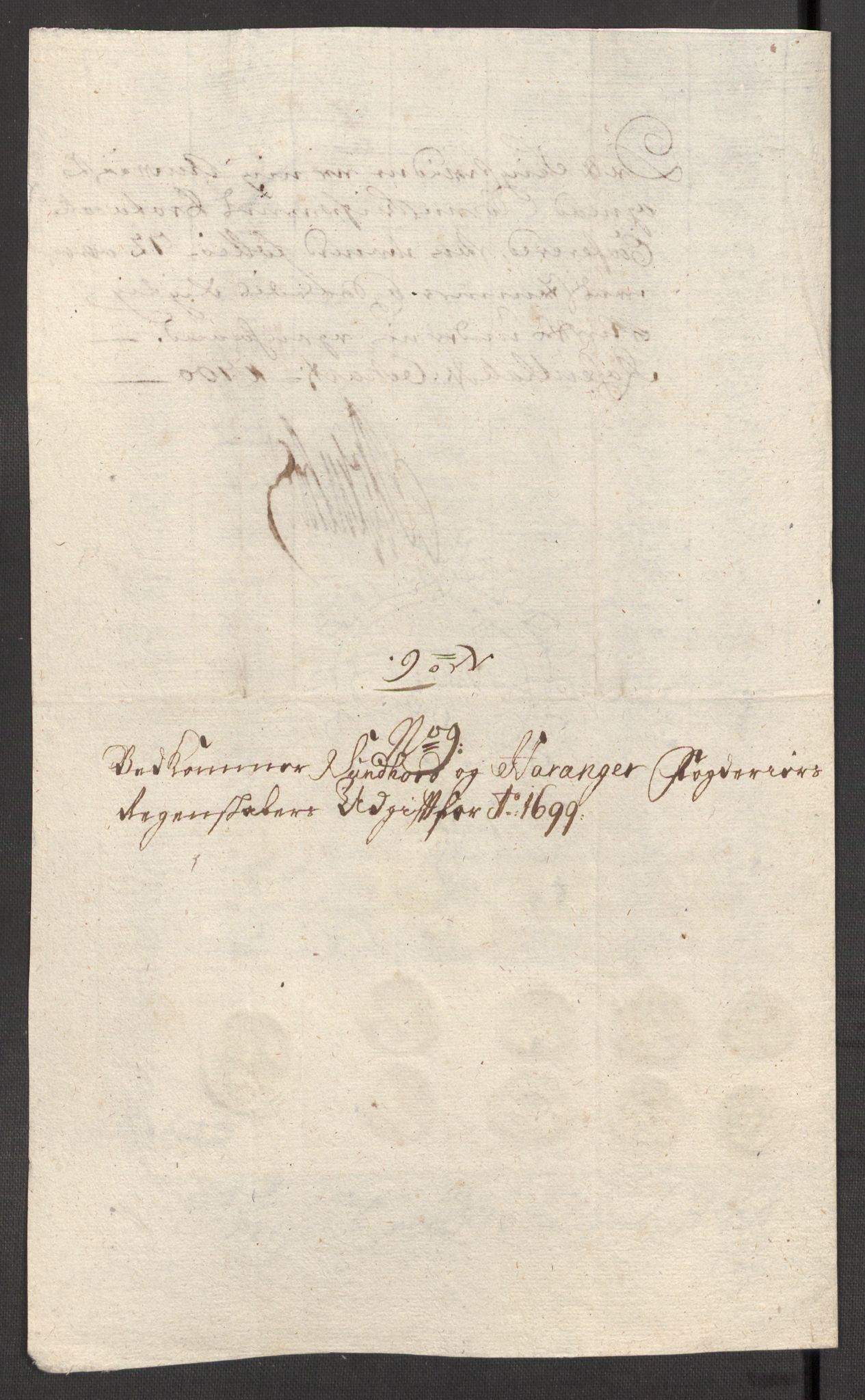 Rentekammeret inntil 1814, Reviderte regnskaper, Fogderegnskap, AV/RA-EA-4092/R48/L2978: Fogderegnskap Sunnhordland og Hardanger, 1699, s. 393