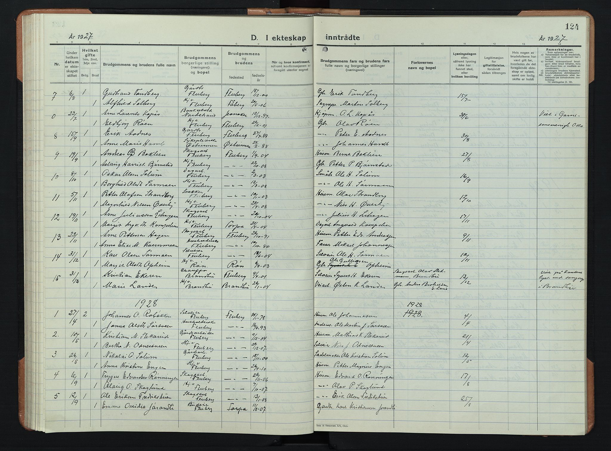 Søndre Land prestekontor, AV/SAH-PREST-122/L/L0008: Klokkerbok nr. 8, 1926-1950, s. 124