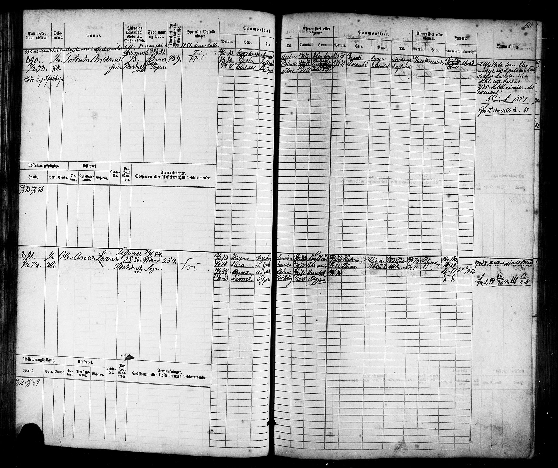 Flekkefjord mønstringskrets, AV/SAK-2031-0018/F/Fb/L0009: Hovedrulle nr 771-1533, Æ-6, 1868-1900, s. 63