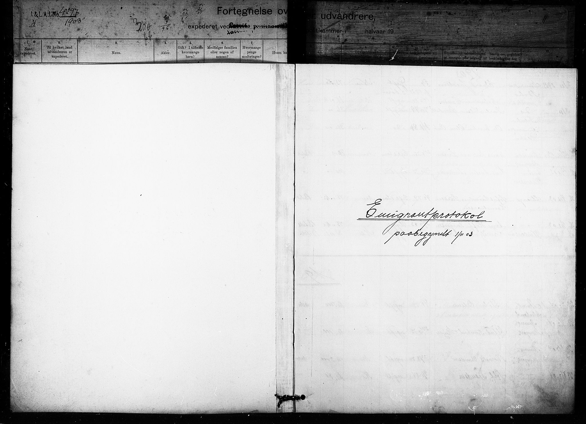 Larvik politikammer, AV/SAKO-A-738/I/Ia/Iaa/L0002: Reisekontroll. Emigrantprotokoll, 1903-1909