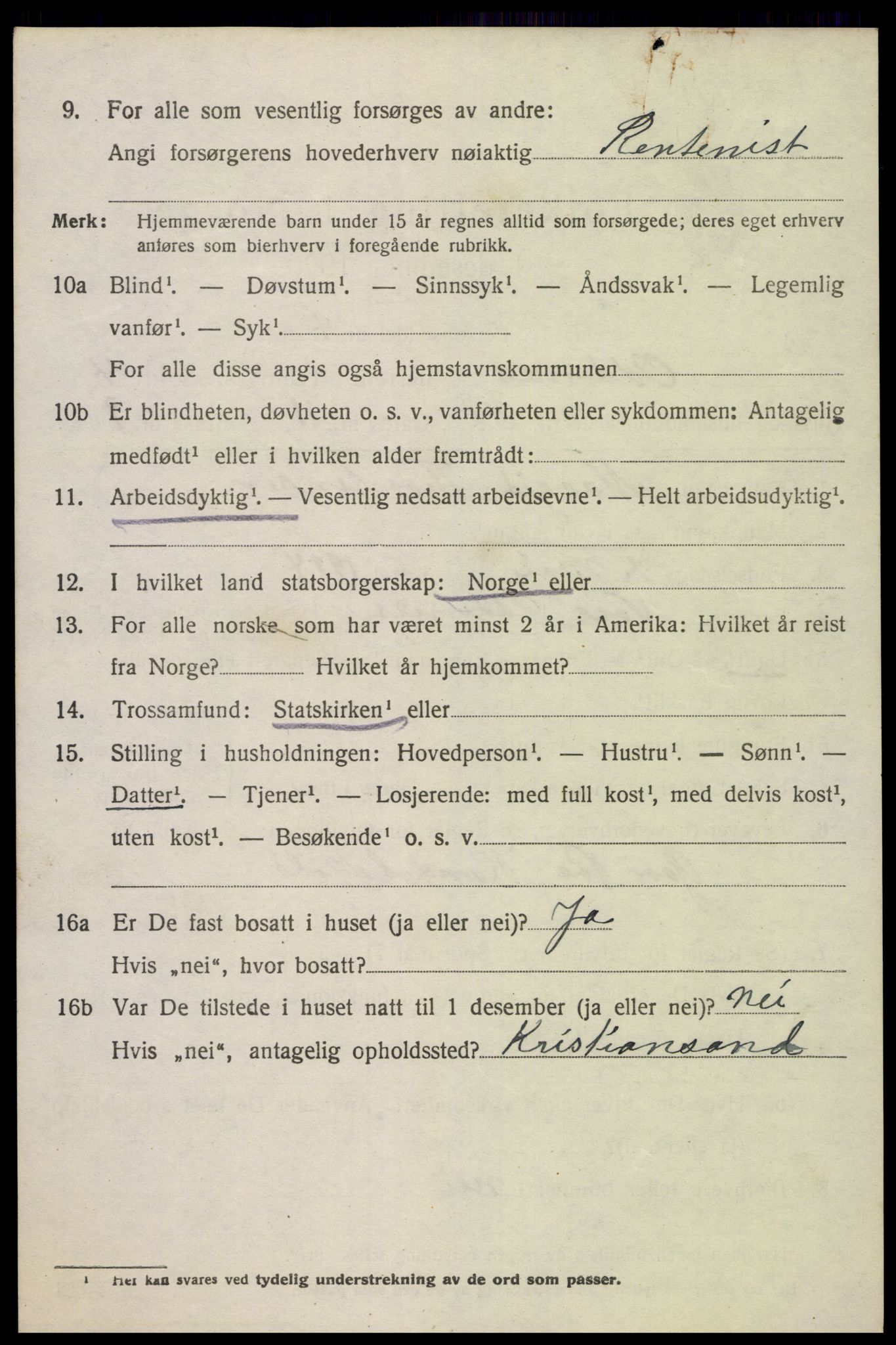 SAK, Folketelling 1920 for 1012 Oddernes herred, 1920, s. 4414
