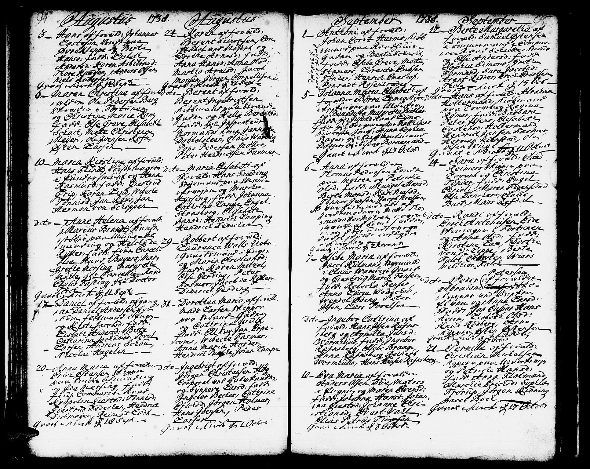 Domkirken sokneprestembete, AV/SAB-A-74801/H/Haa/L0002: Ministerialbok nr. A 2, 1733-1750, s. 94-95