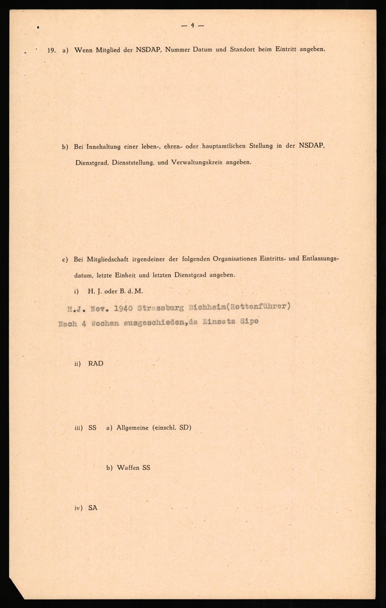Forsvaret, Forsvarets overkommando II, RA/RAFA-3915/D/Db/L0028: CI Questionaires. Tyske okkupasjonsstyrker i Norge. Tyskere., 1945-1946, s. 167