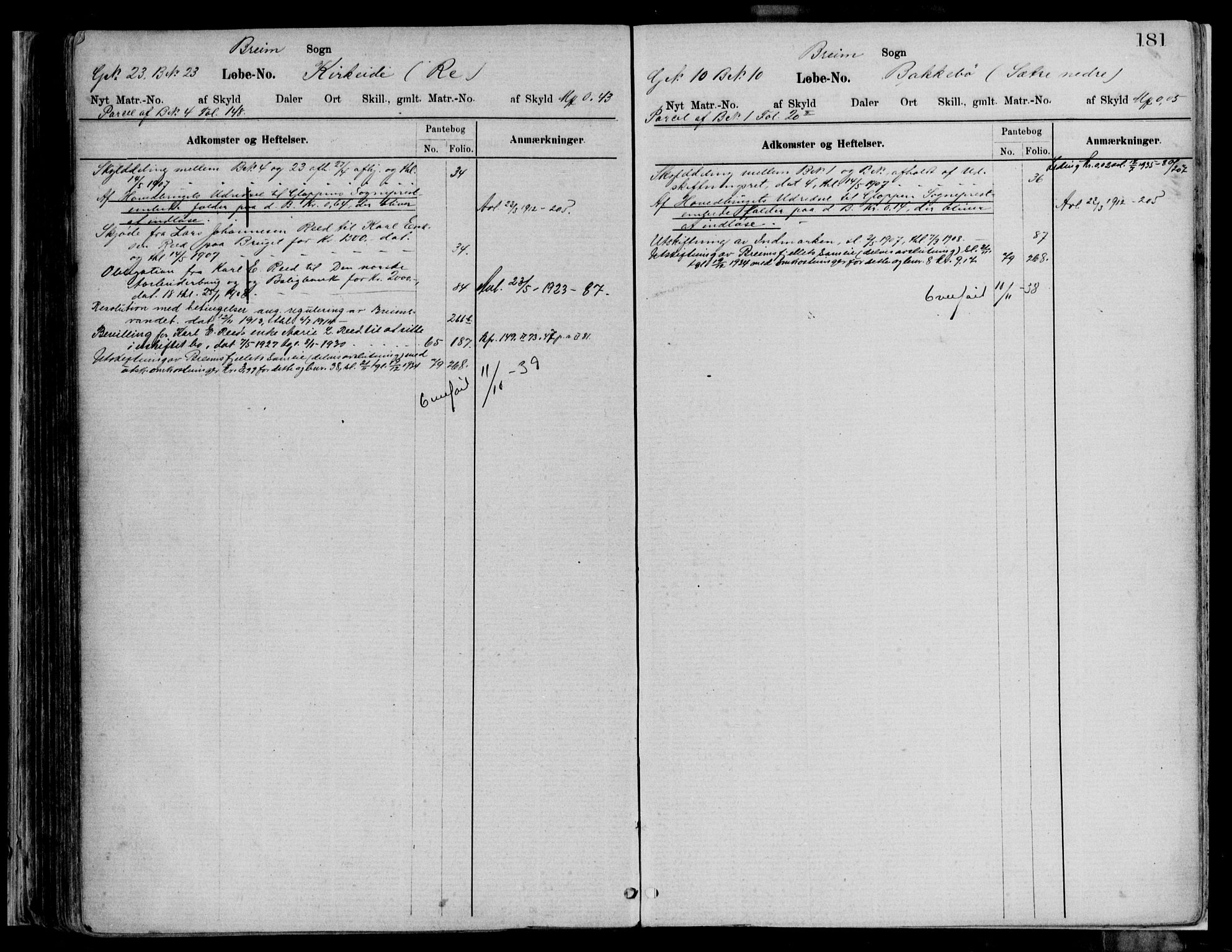 Nordfjord sorenskriveri, AV/SAB-A-2801/02/02a/02ah/L0002: Panteregister nr. II.A.h.2, 1878-1936, s. 181