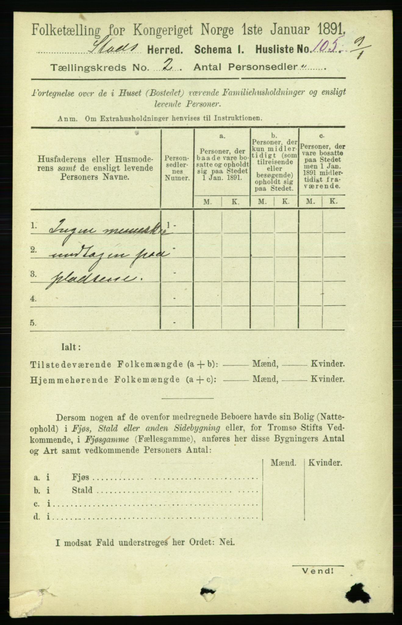 RA, Folketelling 1891 for 1734 Stod herred, 1891, s. 700