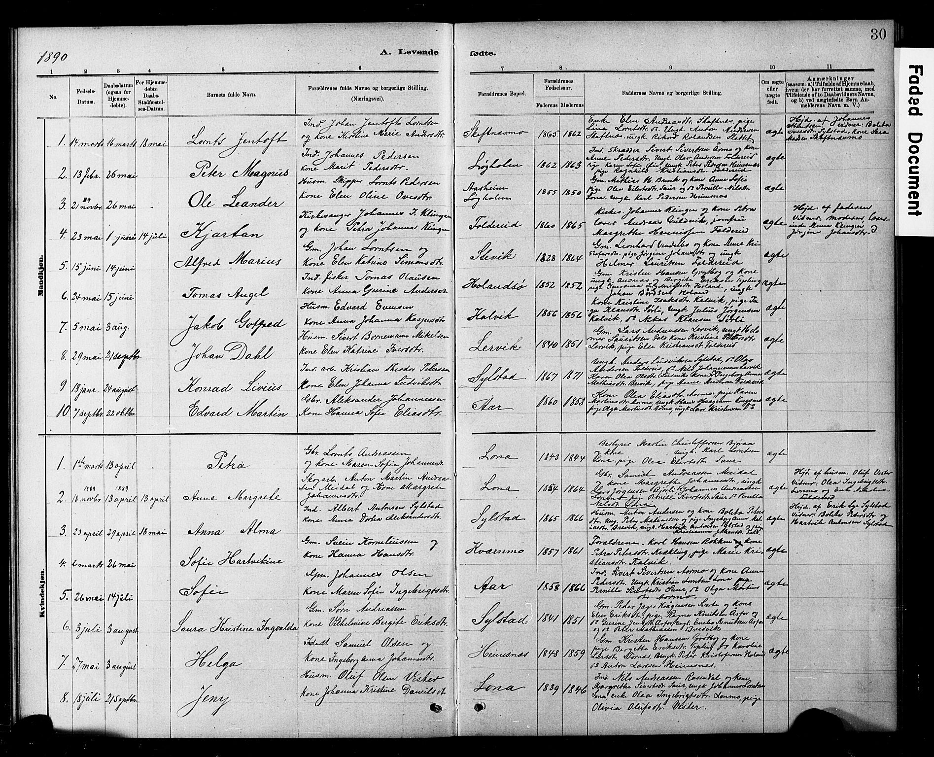 Ministerialprotokoller, klokkerbøker og fødselsregistre - Nord-Trøndelag, SAT/A-1458/783/L0661: Klokkerbok nr. 783C01, 1878-1893, s. 30