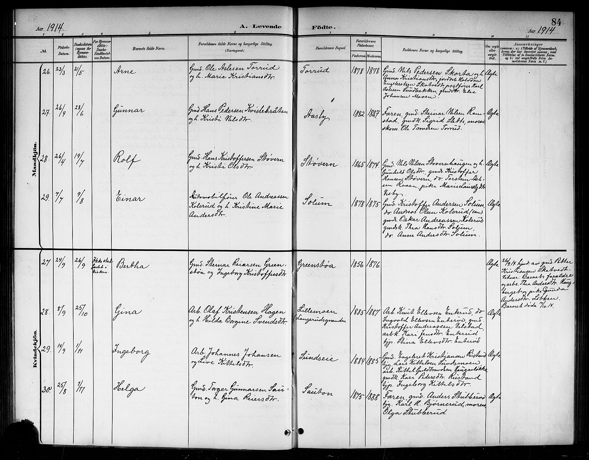 Sigdal kirkebøker, AV/SAKO-A-245/G/Ga/L0006: Klokkerbok nr. I 6, 1901-1916, s. 84
