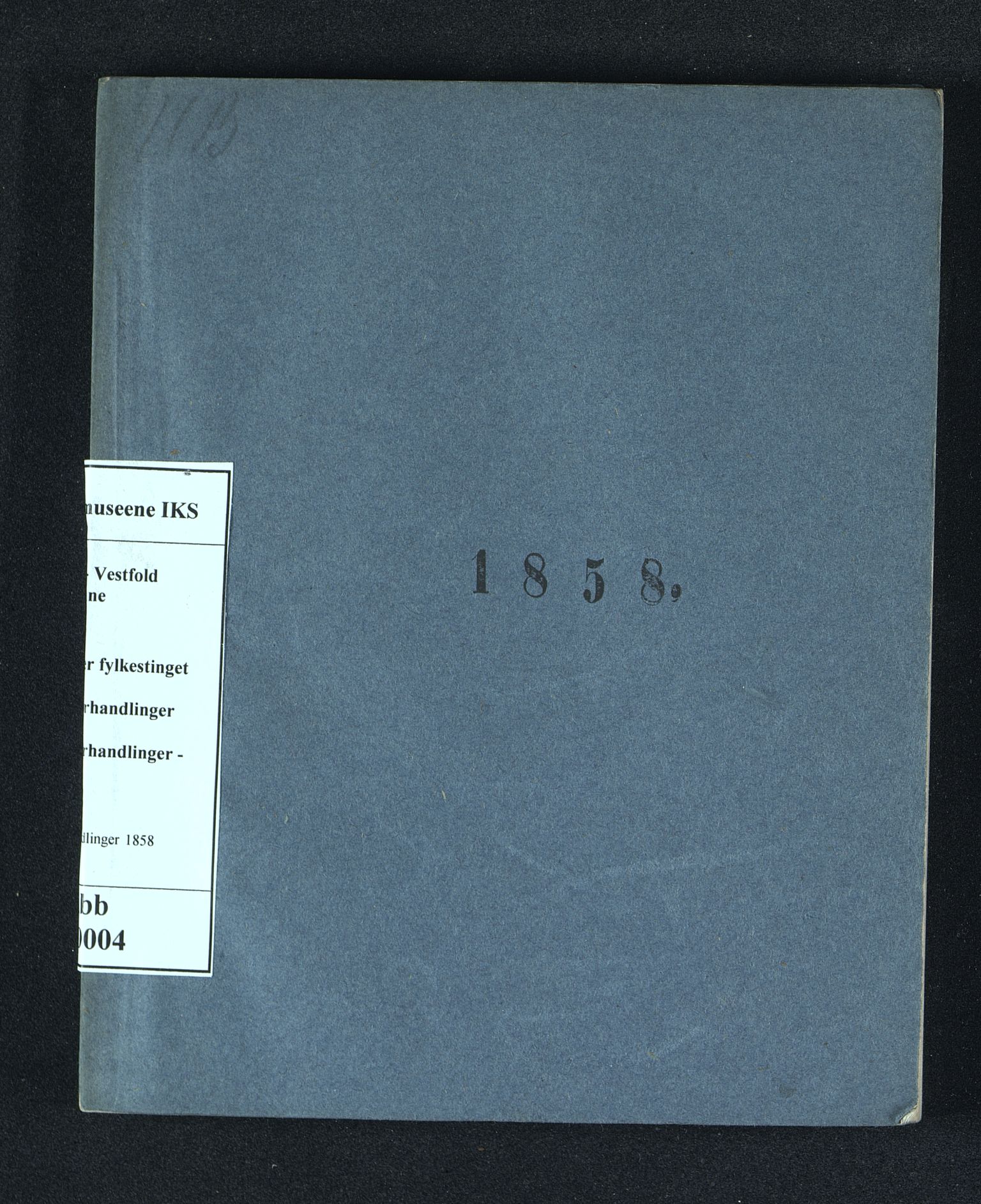 Vestfold fylkeskommune. Fylkestinget, VEMU/A-1315/A/Ab/Abb/L0004: Fylkestingsforhandlinger, 1858