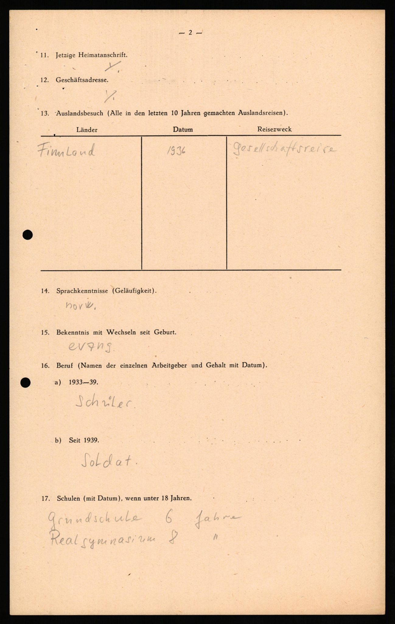 Forsvaret, Forsvarets overkommando II, AV/RA-RAFA-3915/D/Db/L0037: CI Questionaires. Tyske okkupasjonsstyrker i Norge. Tyskere., 1945-1946, s. 305