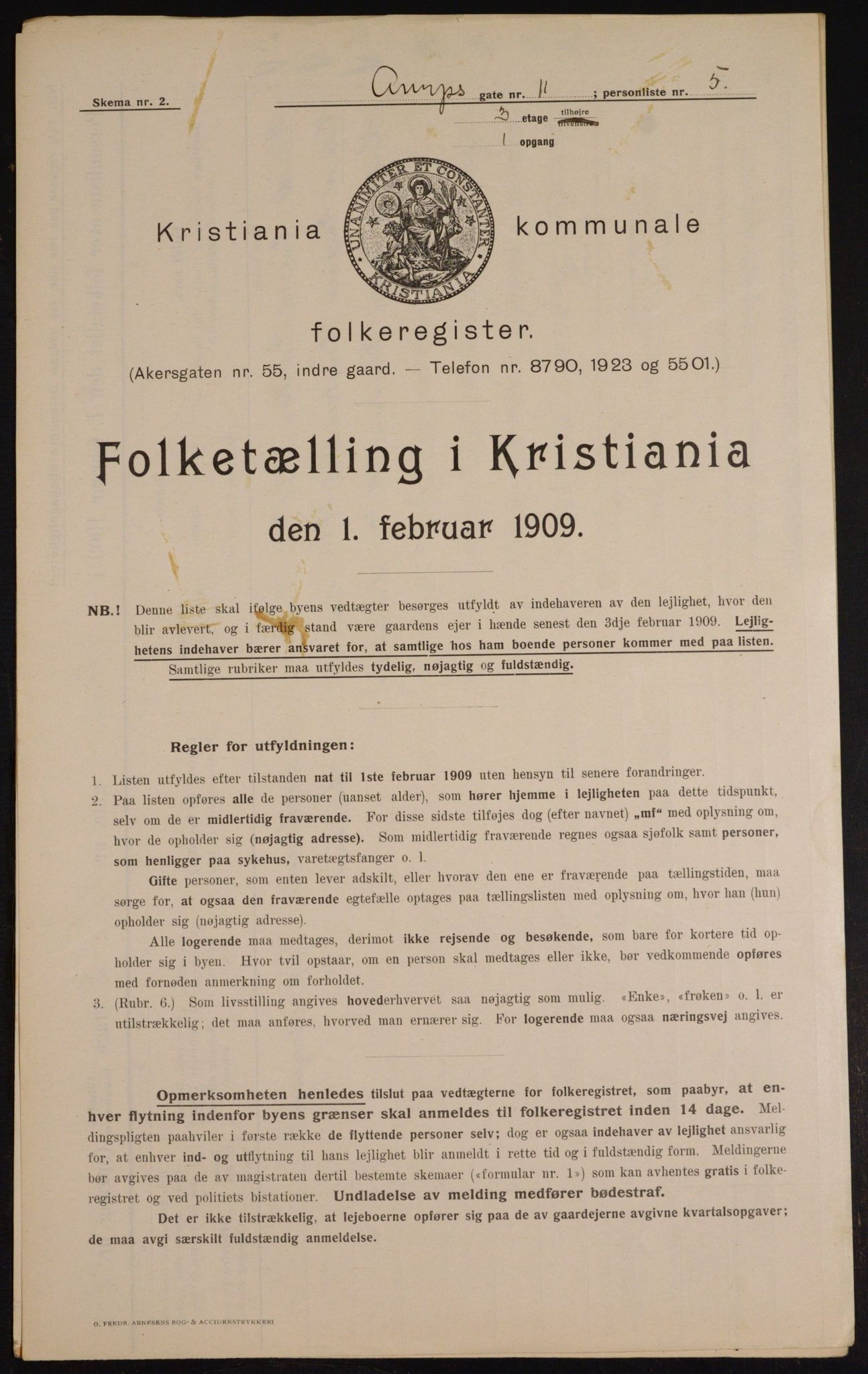 OBA, Kommunal folketelling 1.2.1909 for Kristiania kjøpstad, 1909, s. 2130