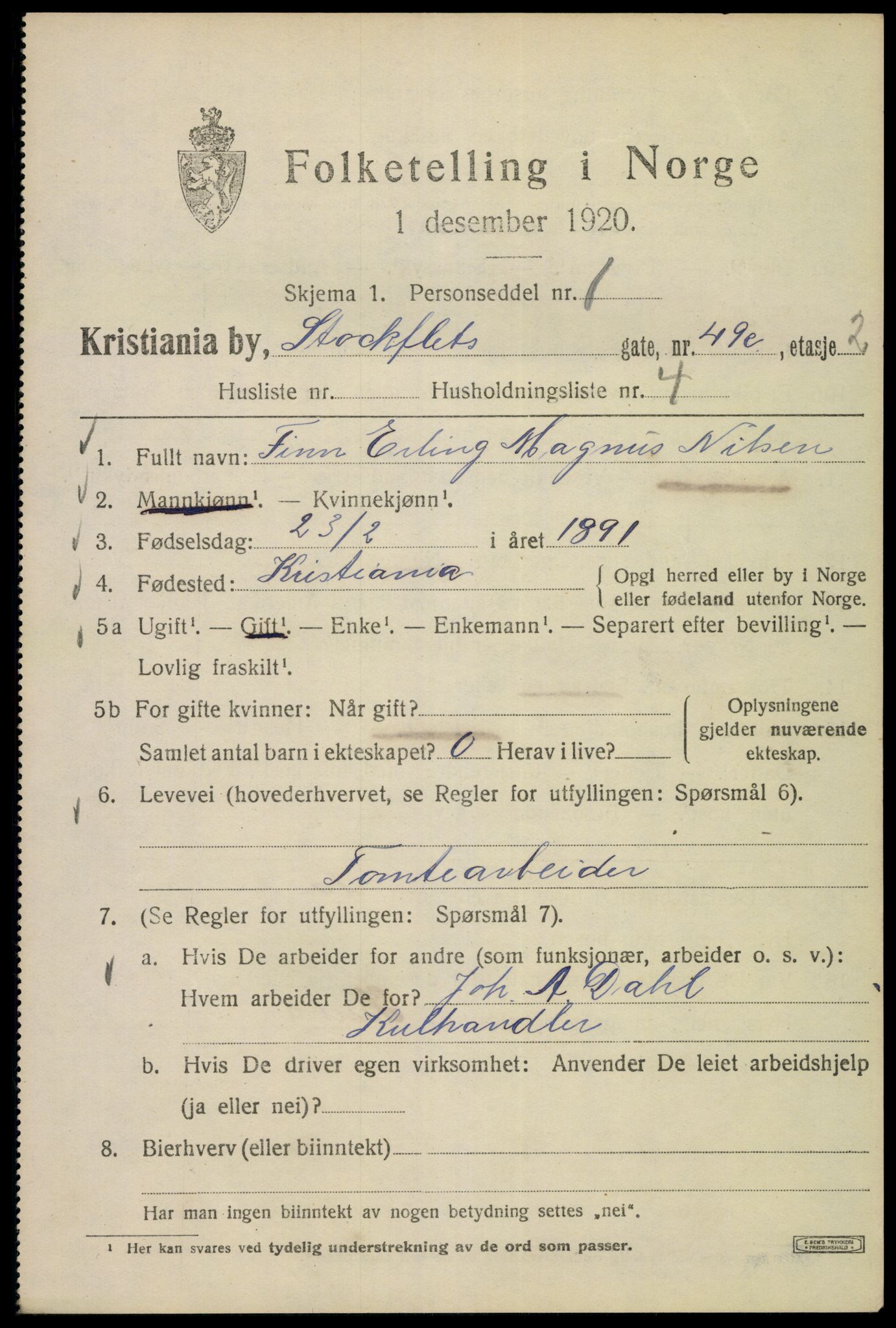 SAO, Folketelling 1920 for 0301 Kristiania kjøpstad, 1920, s. 544661