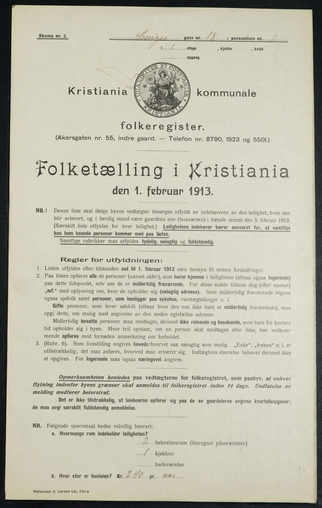 OBA, Kommunal folketelling 1.2.1913 for Kristiania, 1913, s. 105992