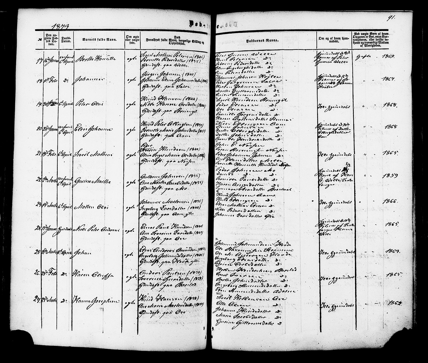 Ministerialprotokoller, klokkerbøker og fødselsregistre - Møre og Romsdal, AV/SAT-A-1454/513/L0175: Ministerialbok nr. 513A02, 1856-1877, s. 91