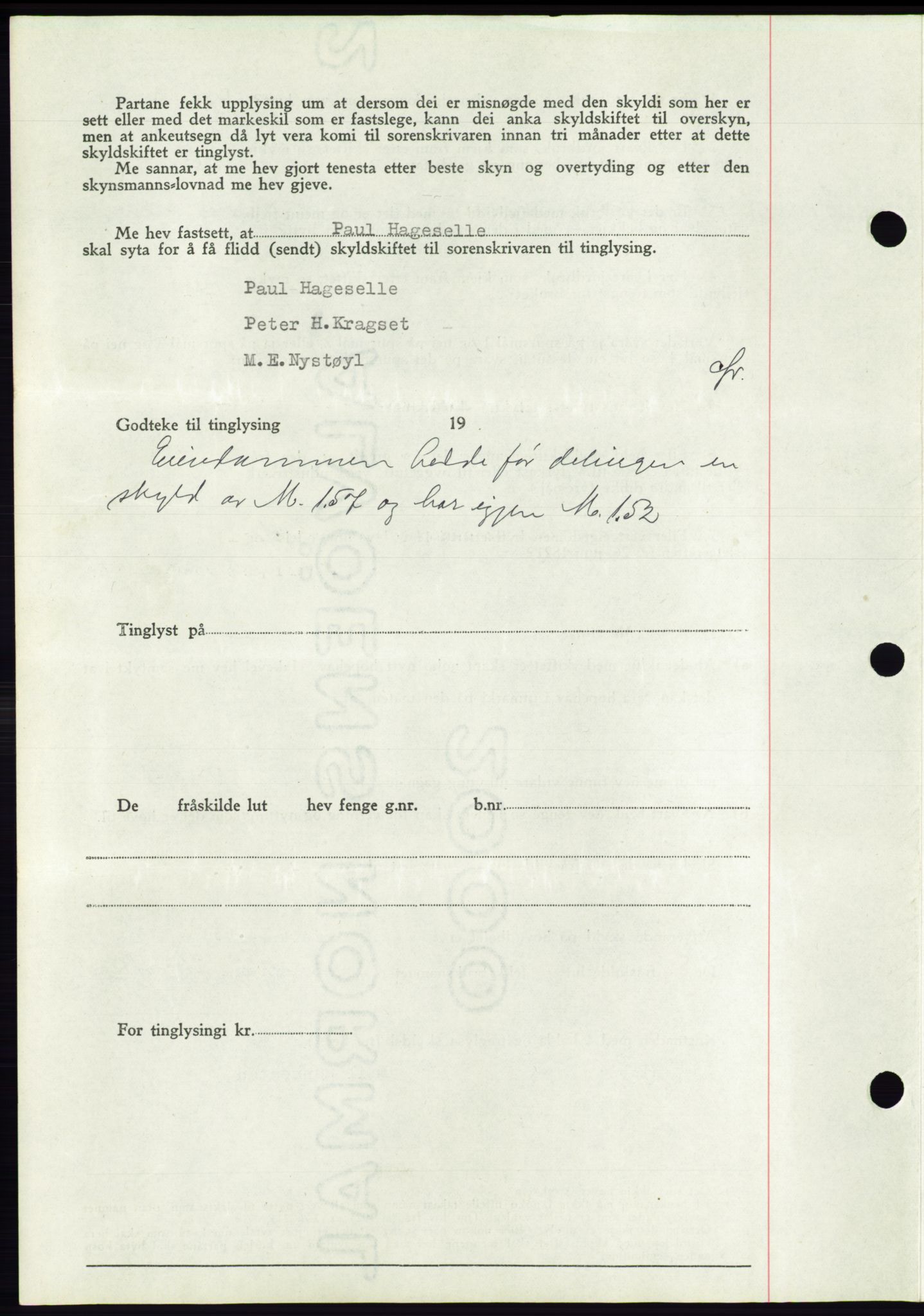 Søre Sunnmøre sorenskriveri, AV/SAT-A-4122/1/2/2C/L0069: Pantebok nr. 63, 1939-1940, Dagboknr: 210/1940