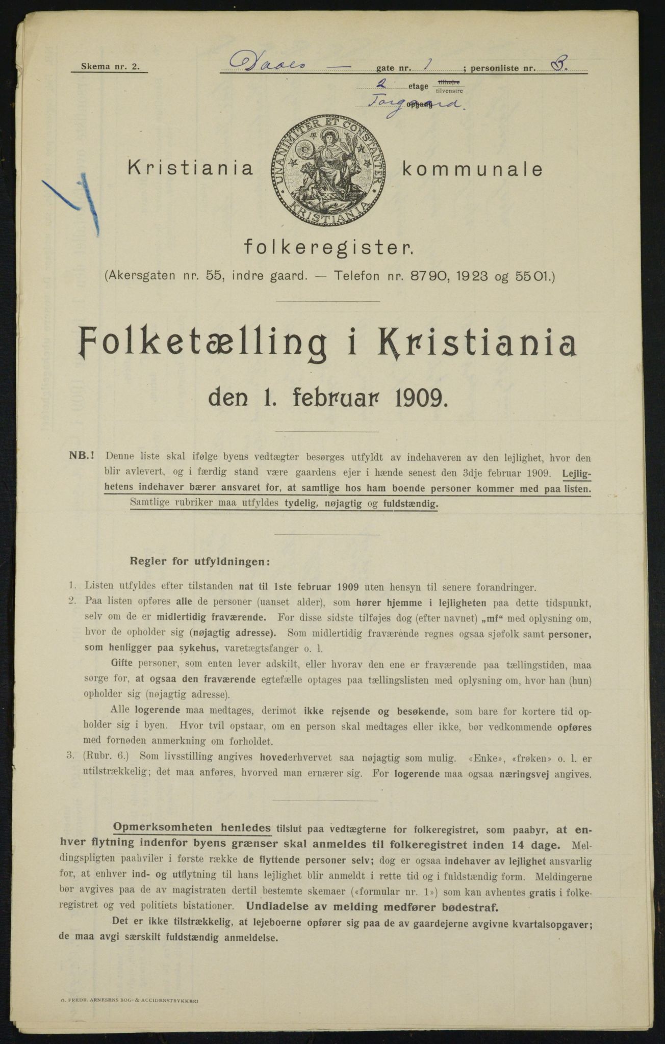 OBA, Kommunal folketelling 1.2.1909 for Kristiania kjøpstad, 1909, s. 16296