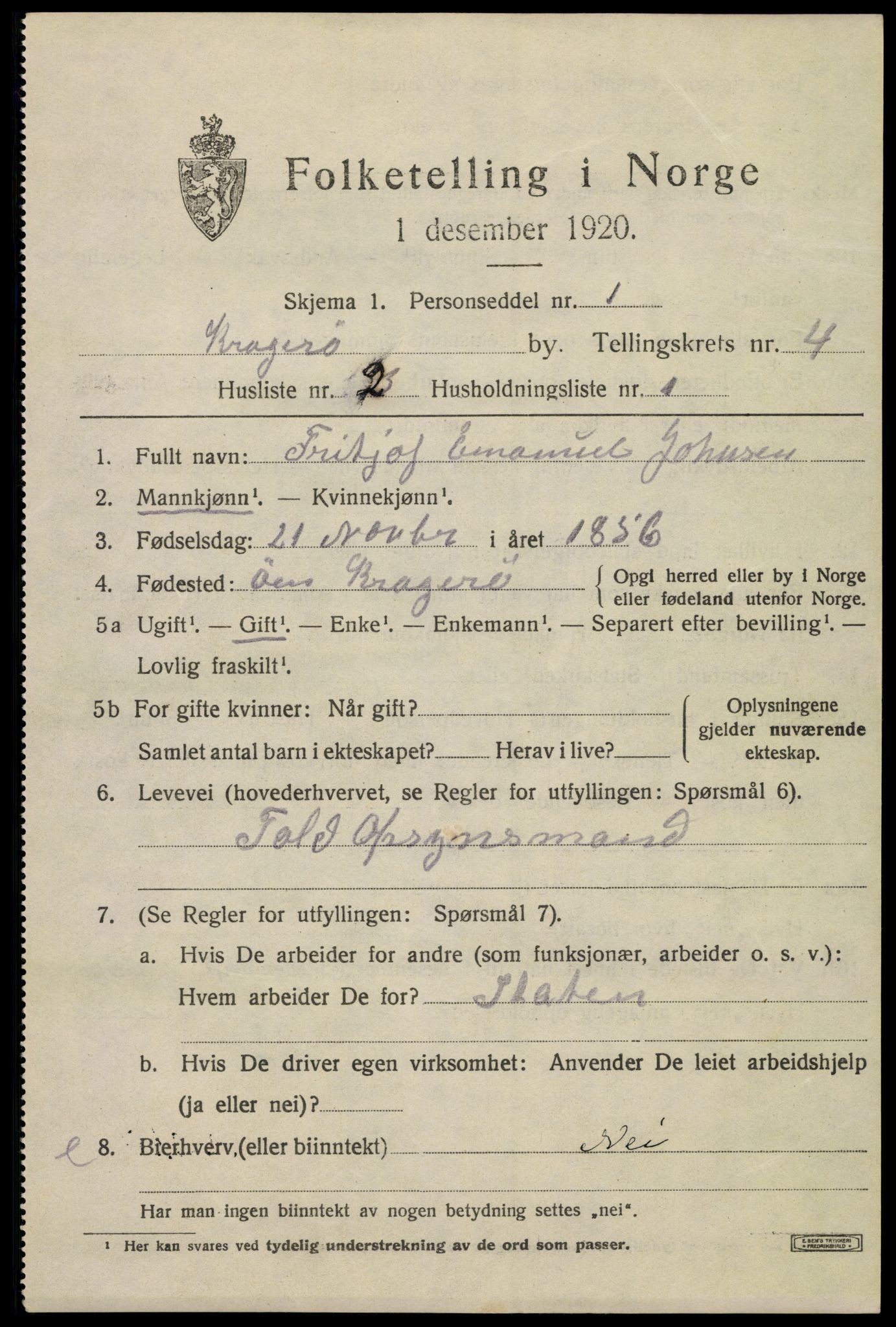 SAKO, Folketelling 1920 for 0801 Kragerø kjøpstad, 1920, s. 7711